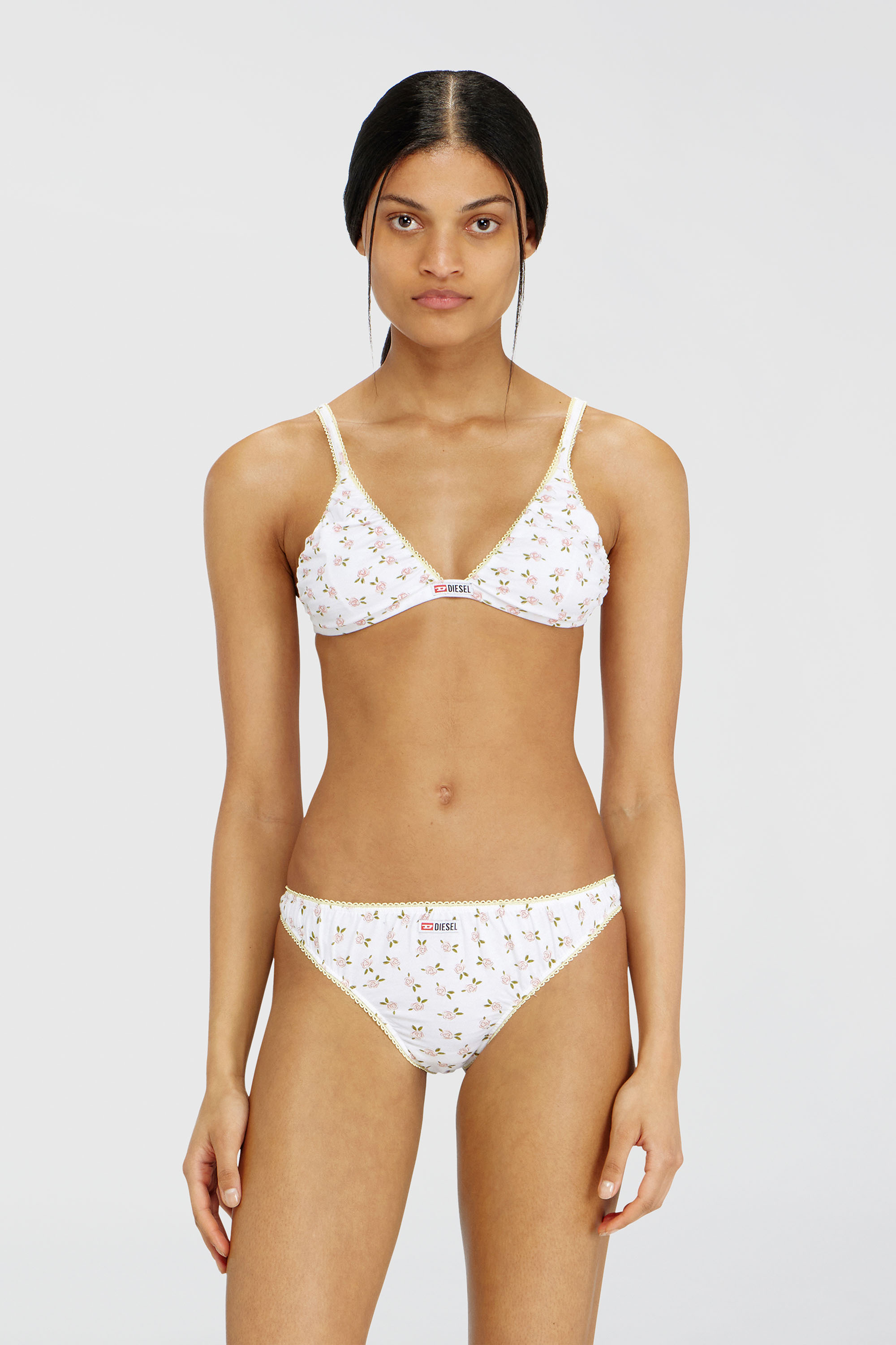 Diesel - JANA-D-CORE, Woman's Cotton triangle bra with all-over floral print in White - 1