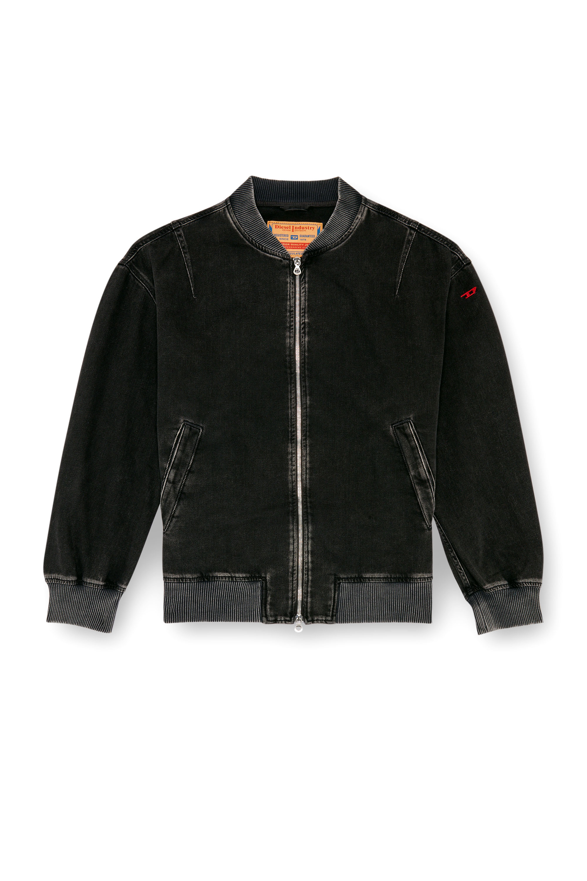 Diesel - D-VINZ, Man's Bomber jacket in clean-wash denim in Black - 3