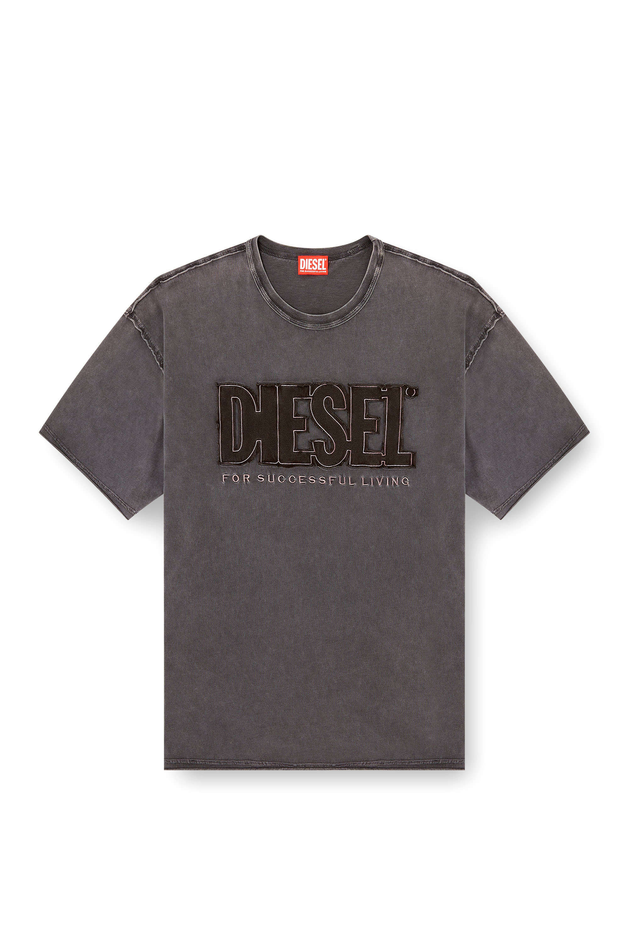 Diesel - T-RAWBOXT, Man's T-shirt with appliqué logo and raw edge in null - 2
