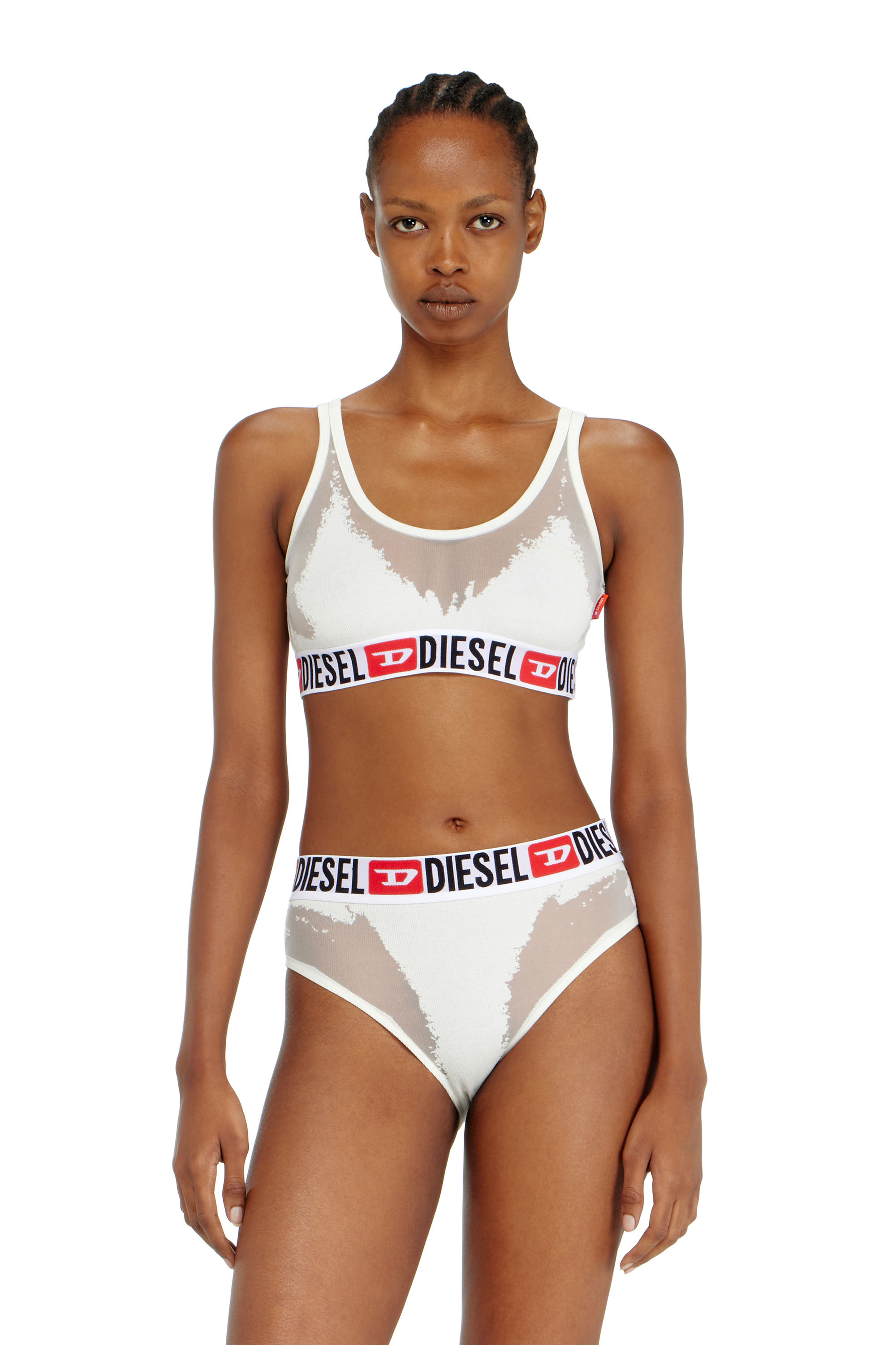 Diesel - PR-ORIBA-D-CORE, Woman's Bralette with sheer devor&eacute; effect in White - 1