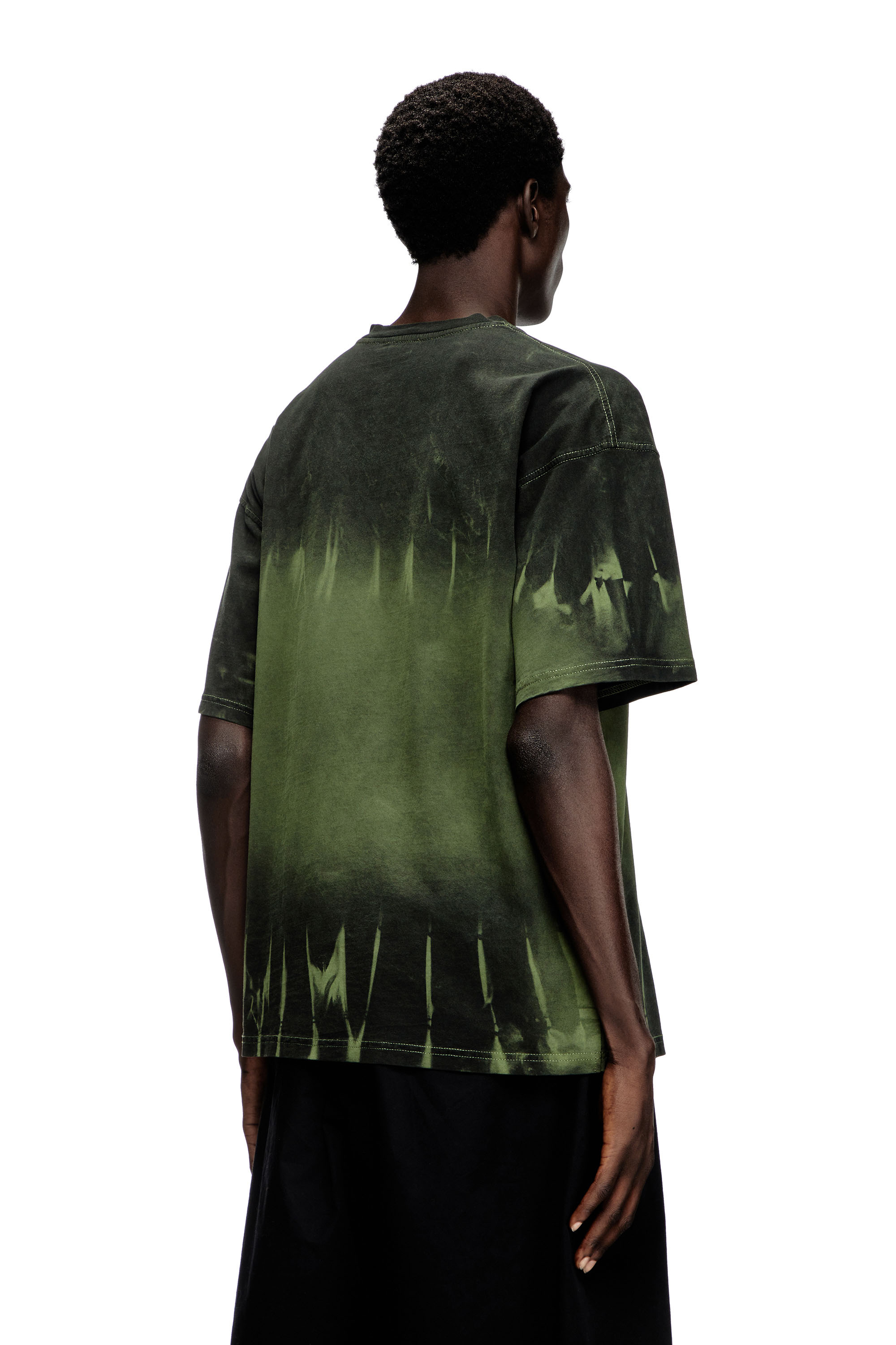 Diesel - T-BOXT-R3, Man's Tie-dye T-shirt with logo print in Dark Green - 4