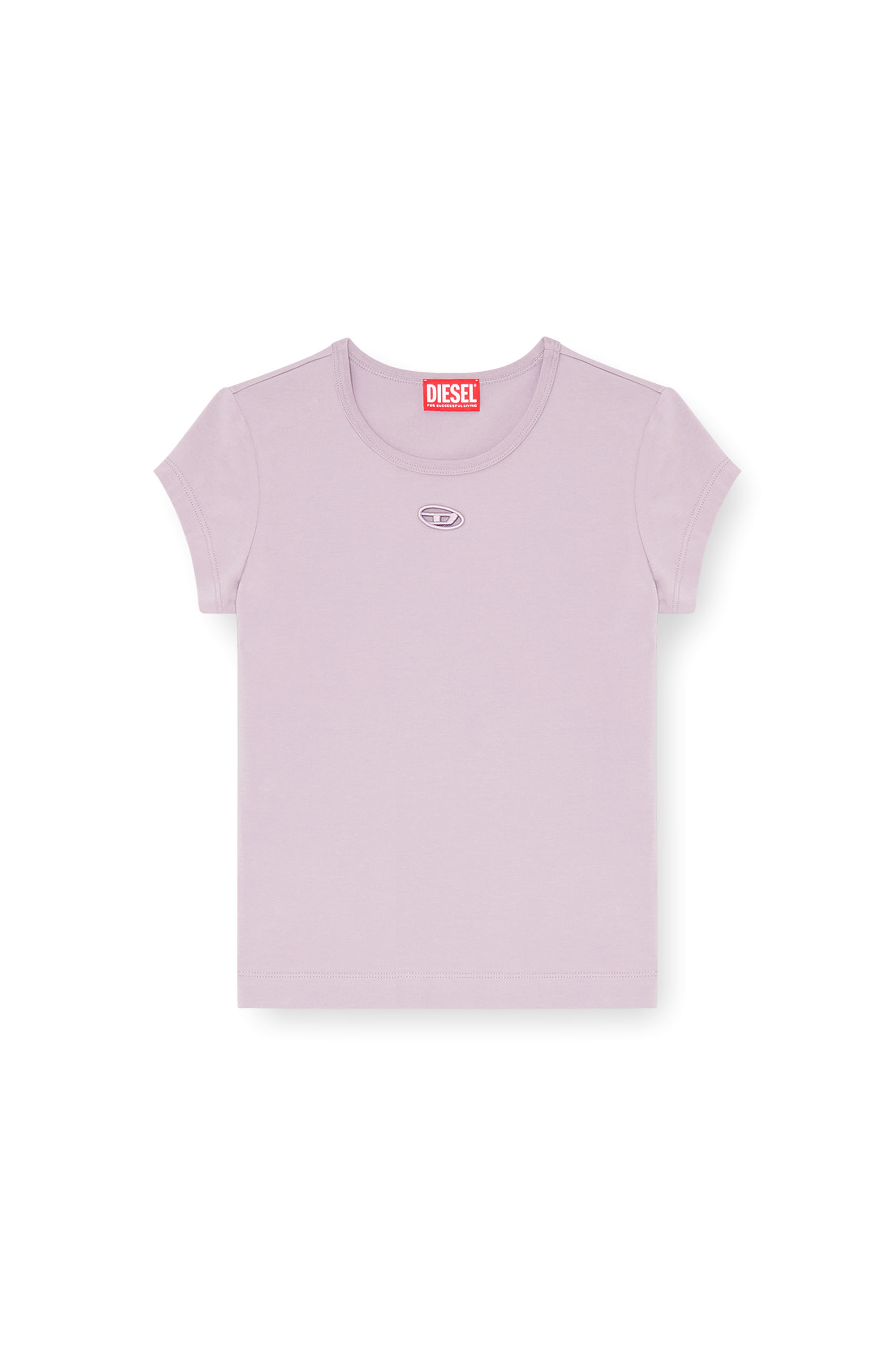 Diesel - T-ANGIE-OD, Woman's T-shirt with cut-out embroidered logo in null - 3