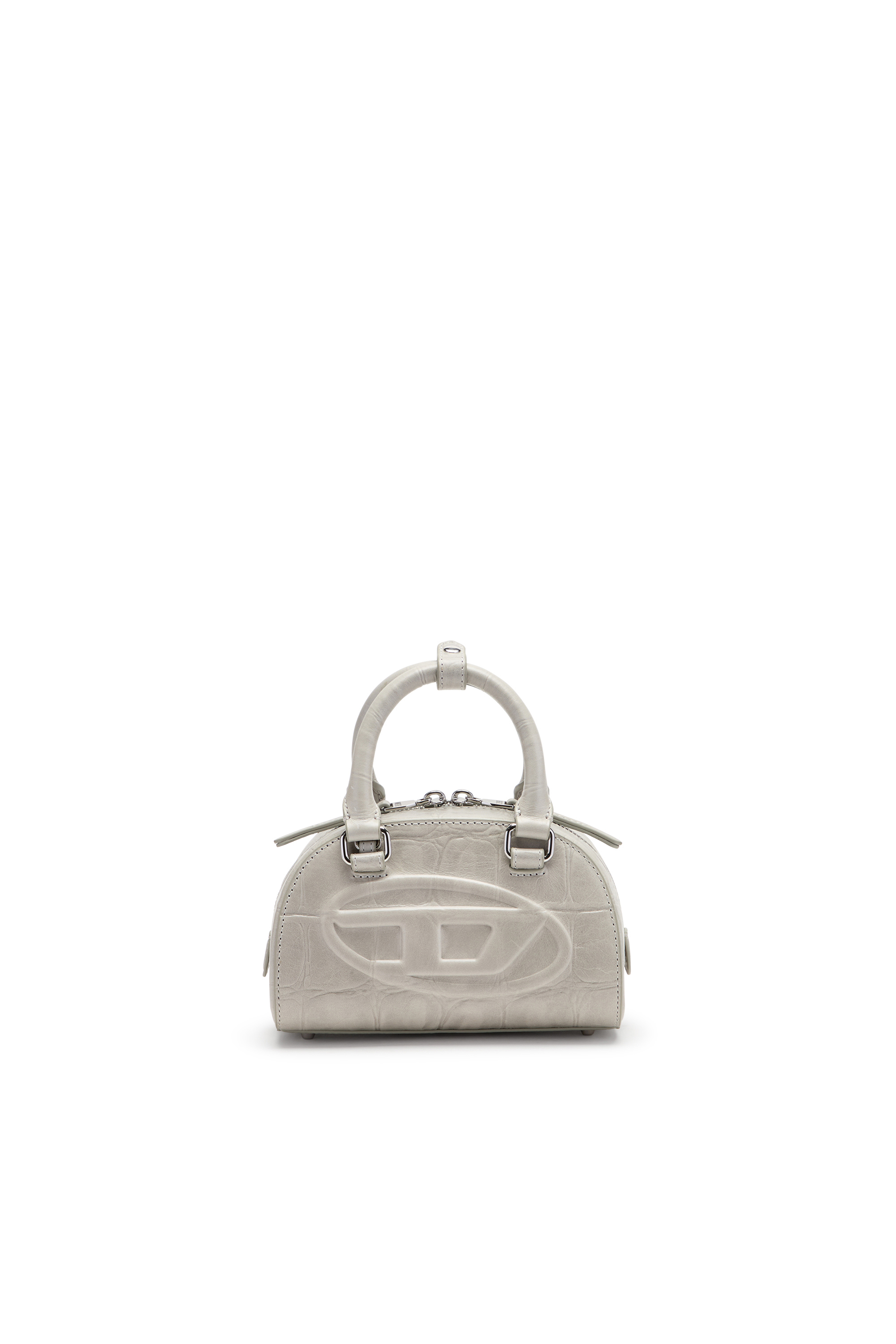 Diesel - 1DR DOME CROSSBODY, Woman's 1DR Dome-Mini bowling bag in croc-effect leather in Grey - 1