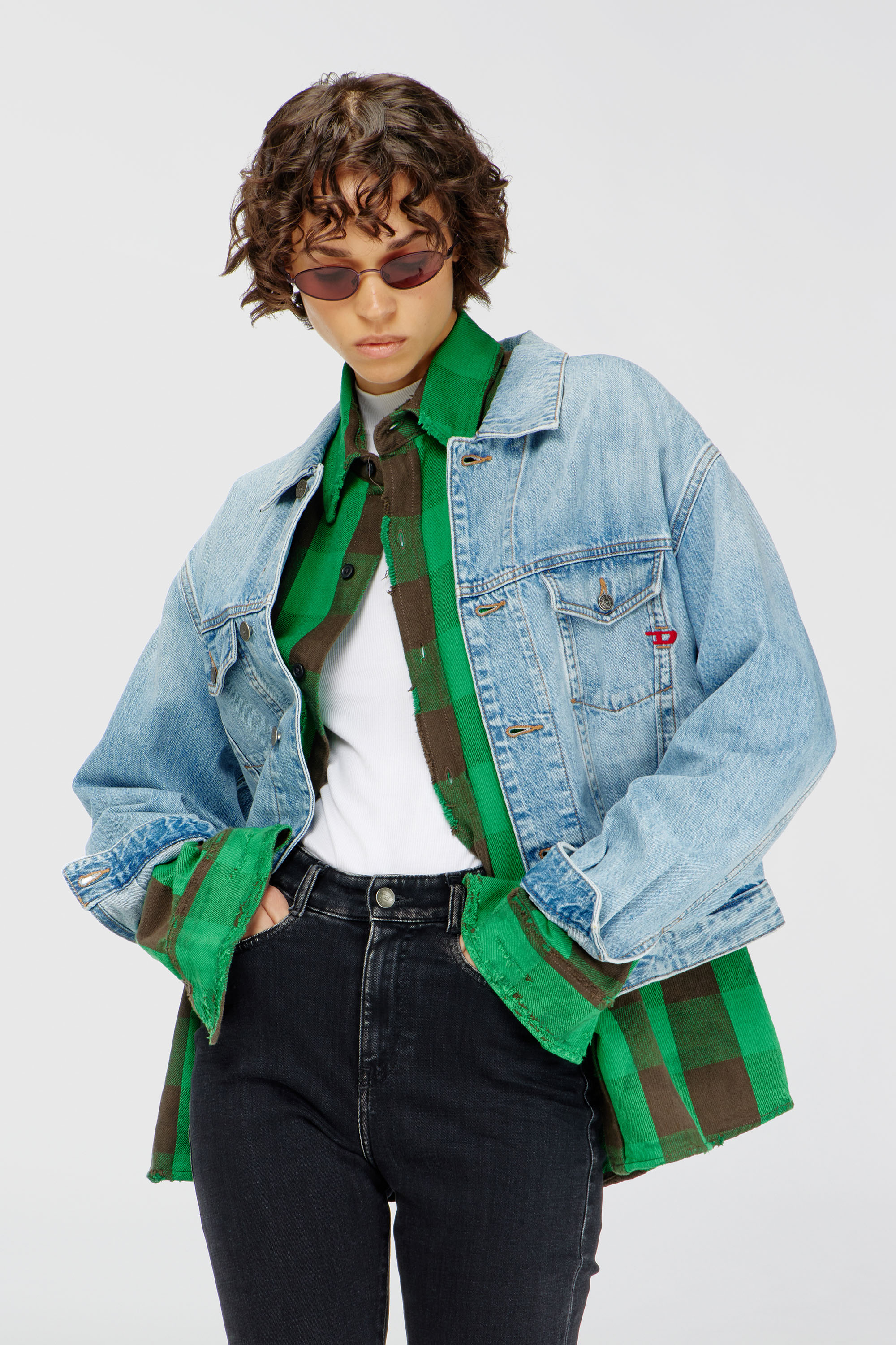 Diesel - D-RANGER, Unisex's Trucker jacket in denim in Light Blue - 1