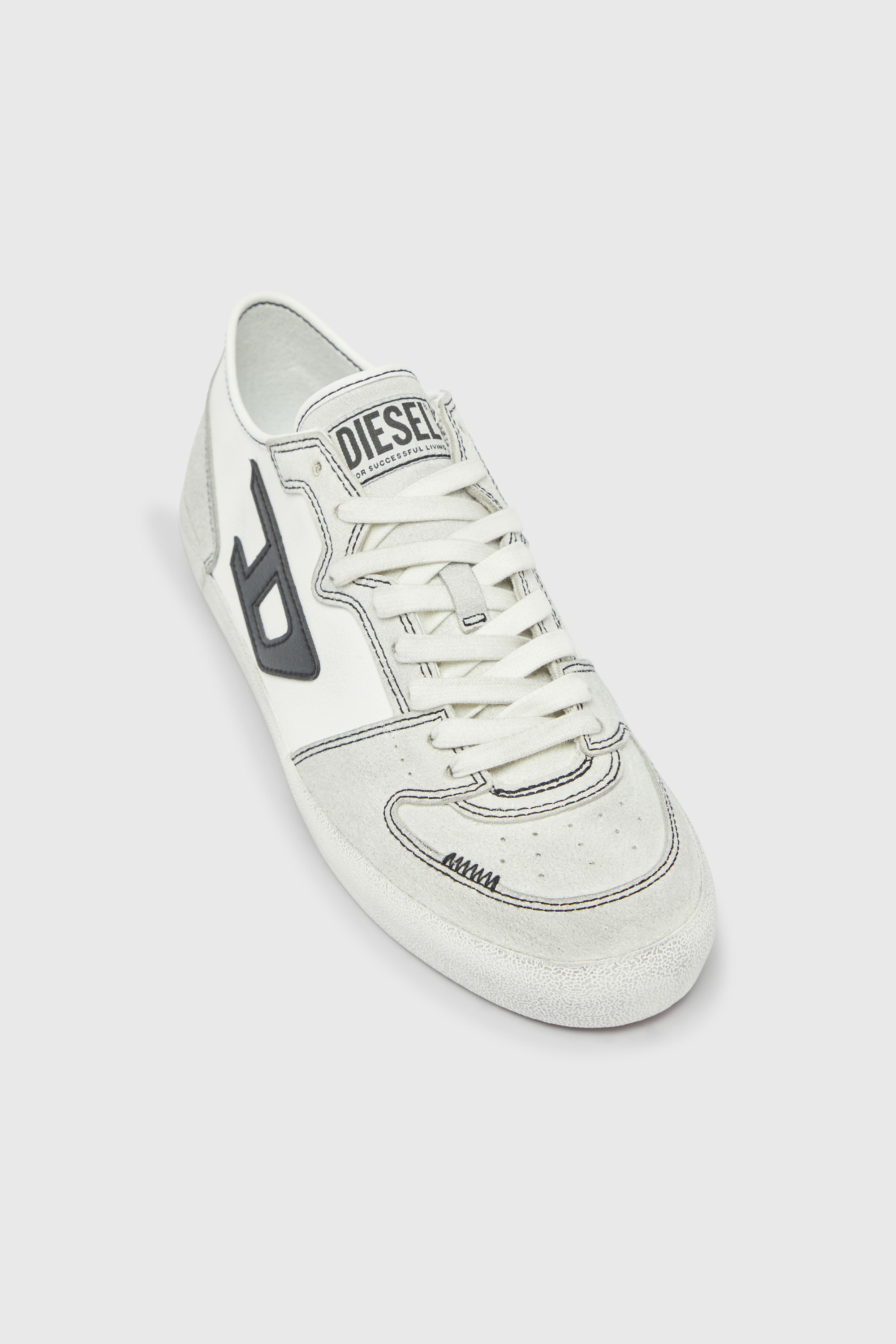 Diesel - S-LEROJI D-2 LOW, Man's S-Leroji-Panelled sneakers with D logo in White - 6