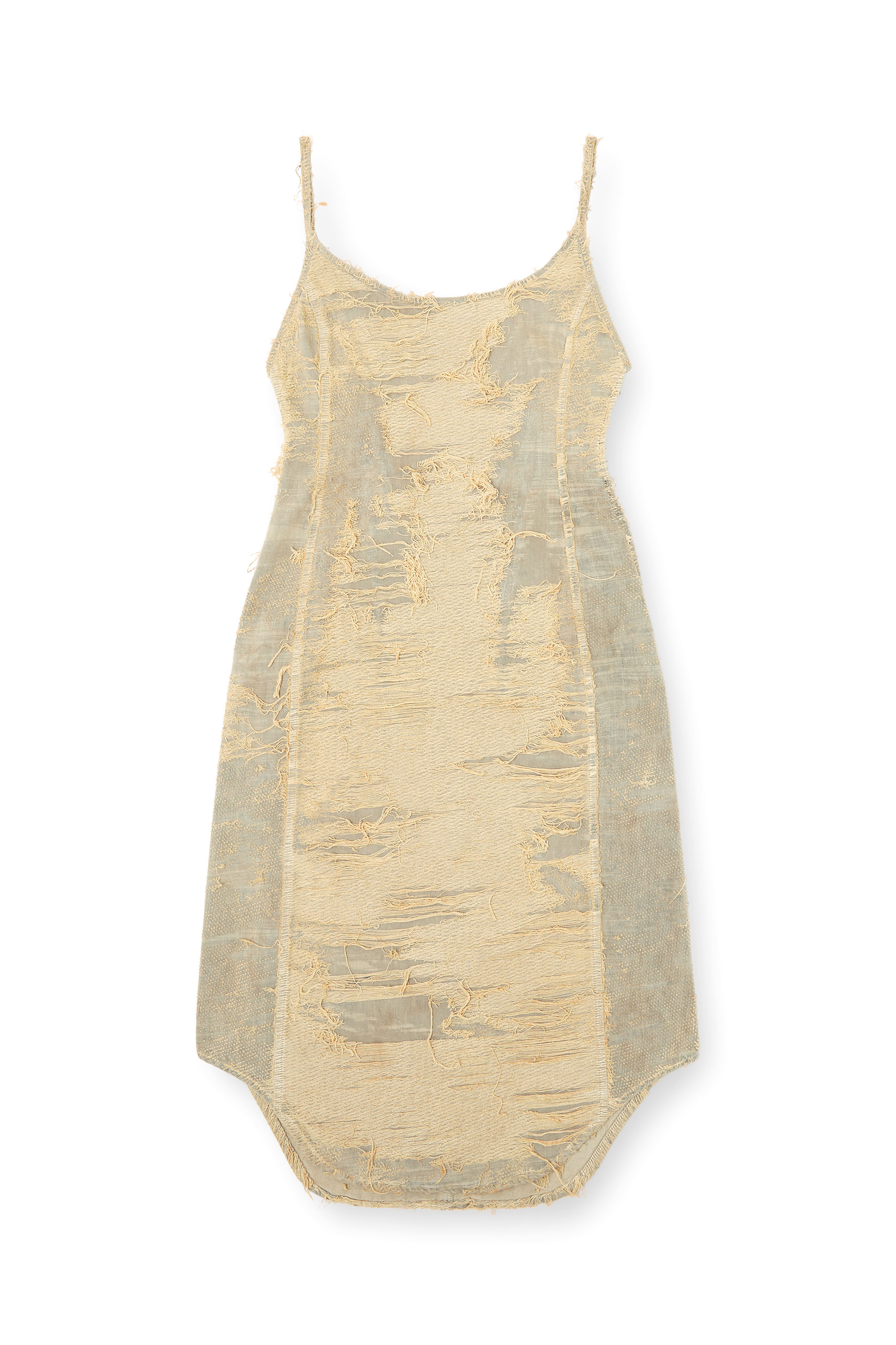 Diesel - DE-VERA-FSG, Woman's Dress in overdyed floating-thread denim in Beige - 2
