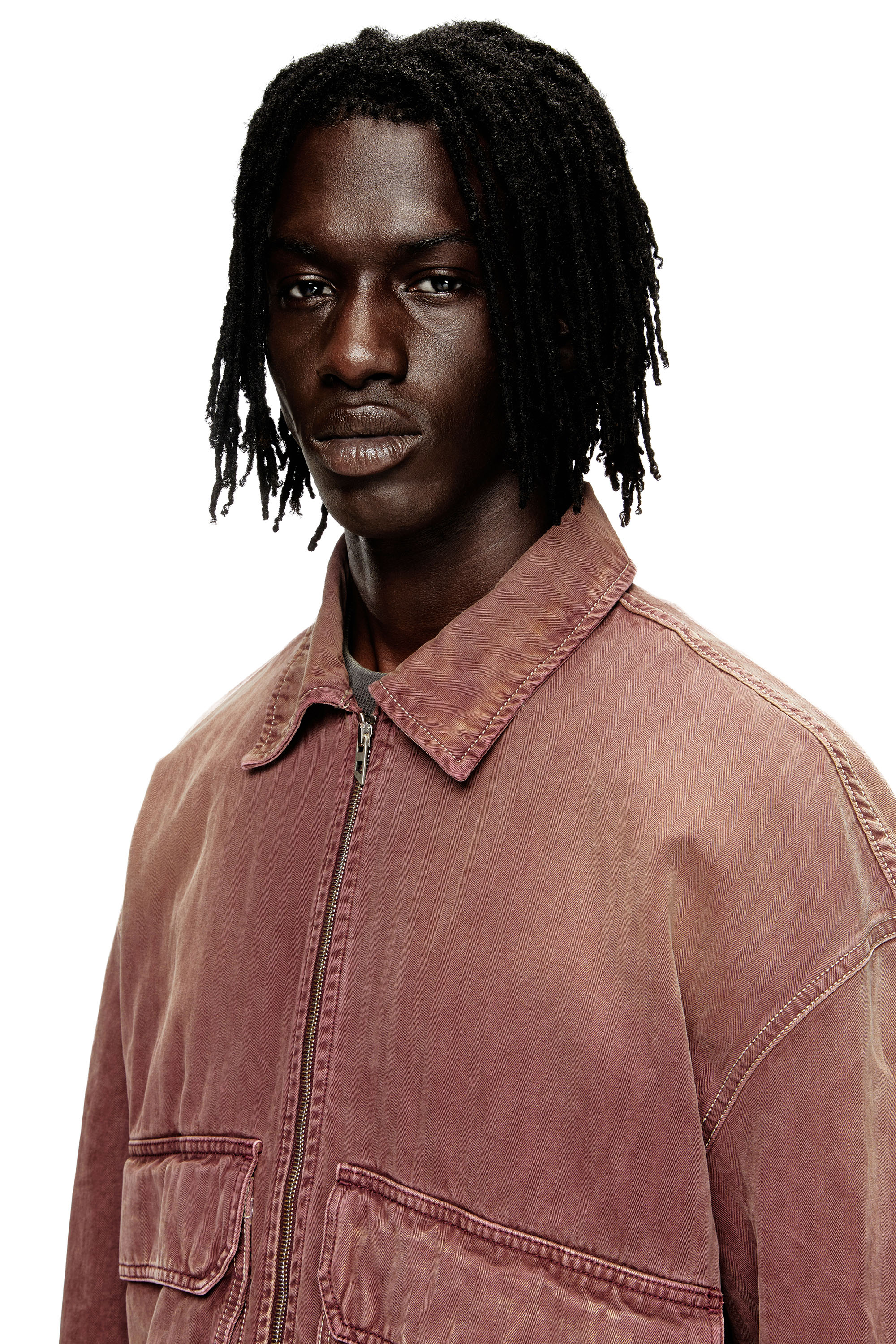 Diesel - D-KURZ, Unisex's Jacket in coloured herringbone denim in Brown - 5