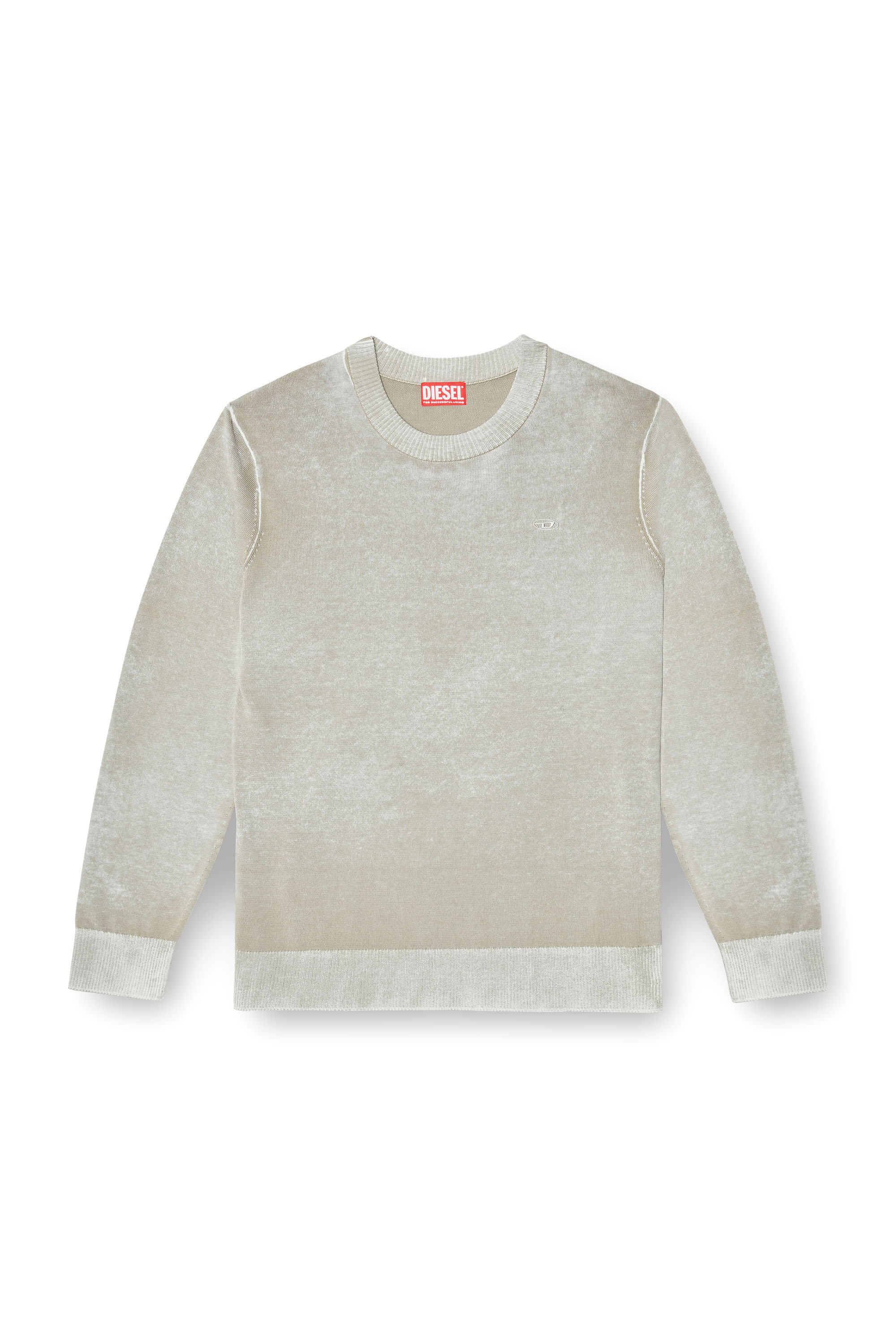 Diesel - K-LAURENT, Man's Jumper with faded reverse print in Light Grey - 3