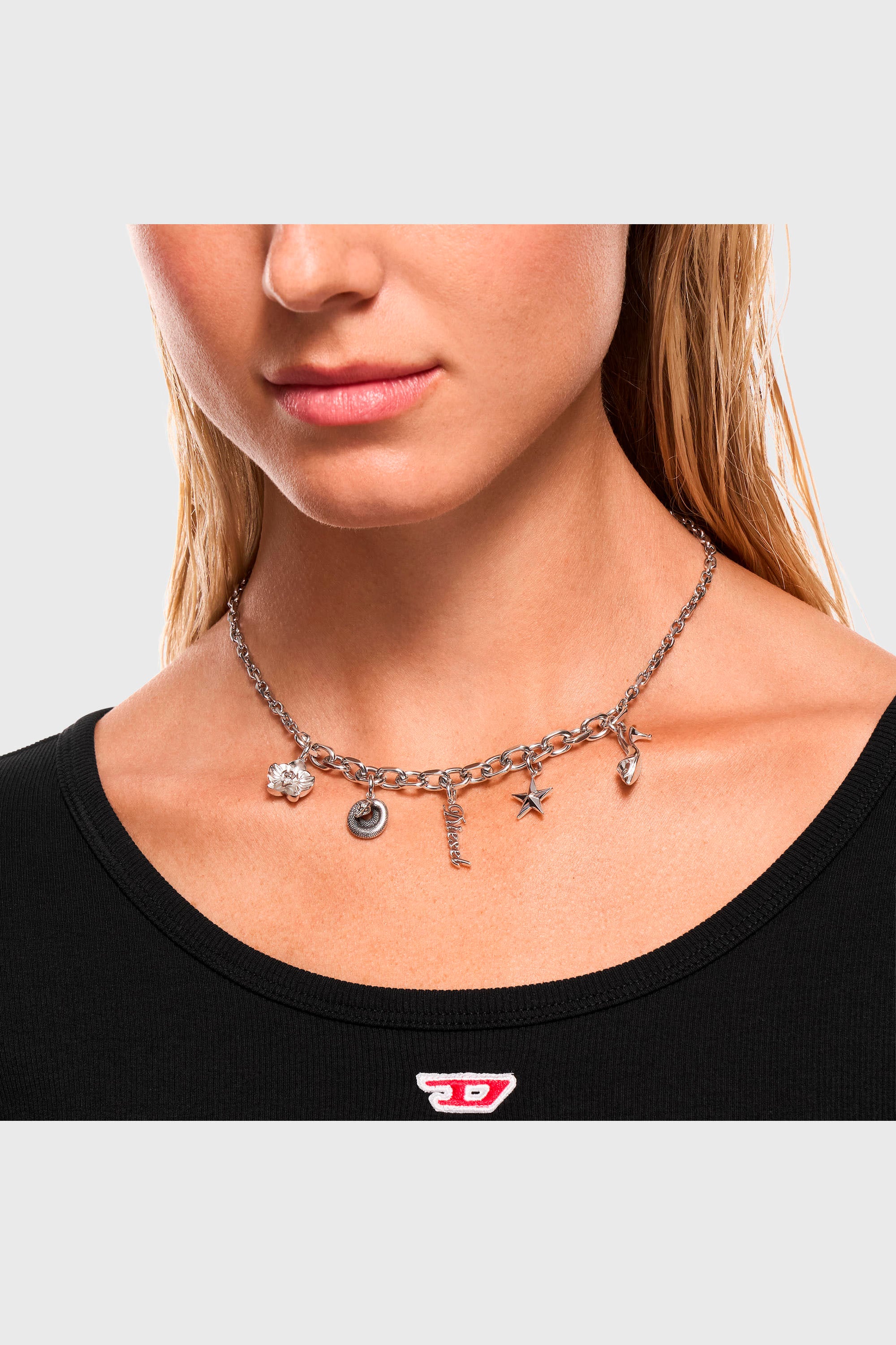Diesel - DX1745040, Unisex's Stainless steel charm necklace in Silver - 4