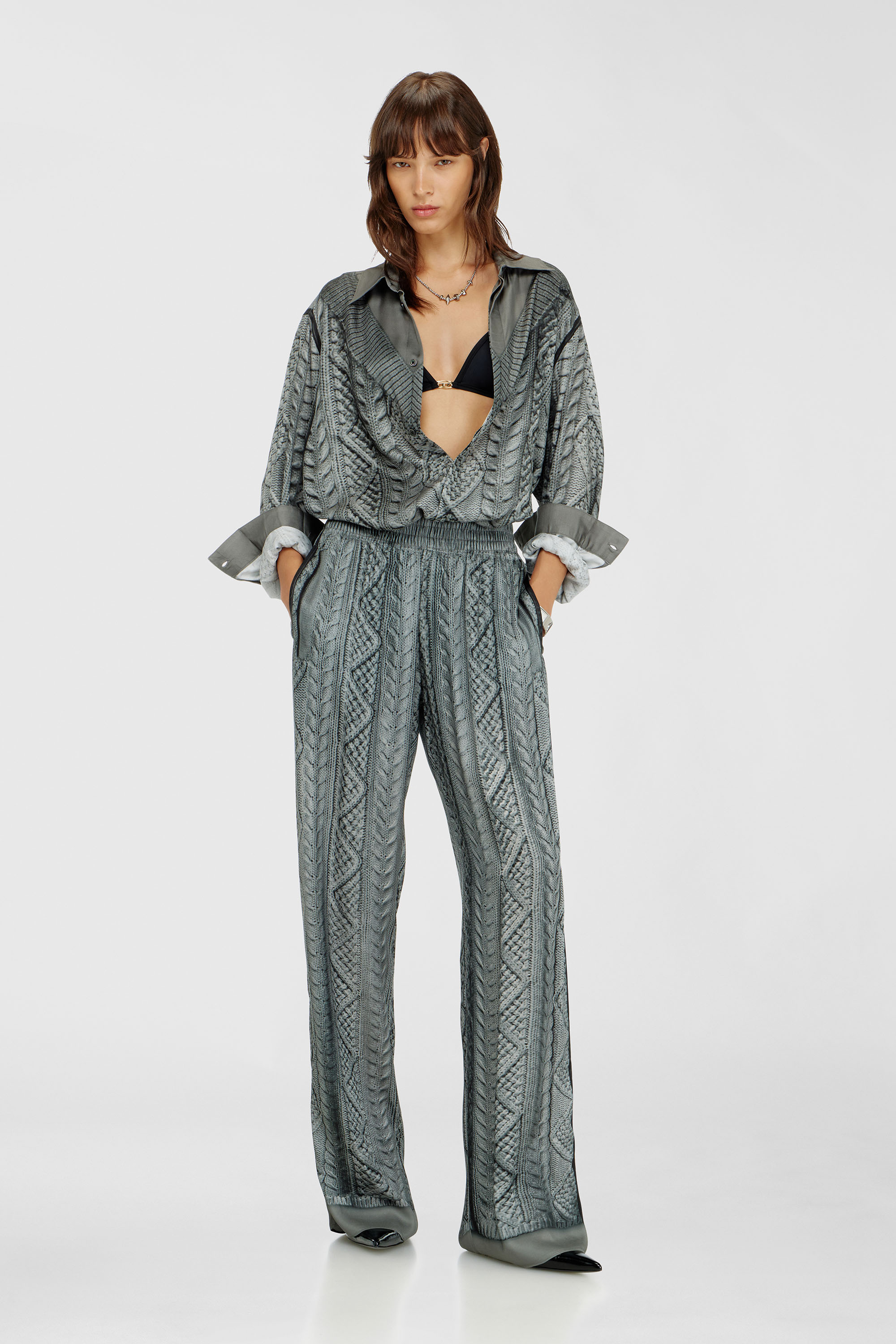 Diesel - LUNA-UTLT, Woman's Triangle bra in nylon with Oval D detail in Black - 6