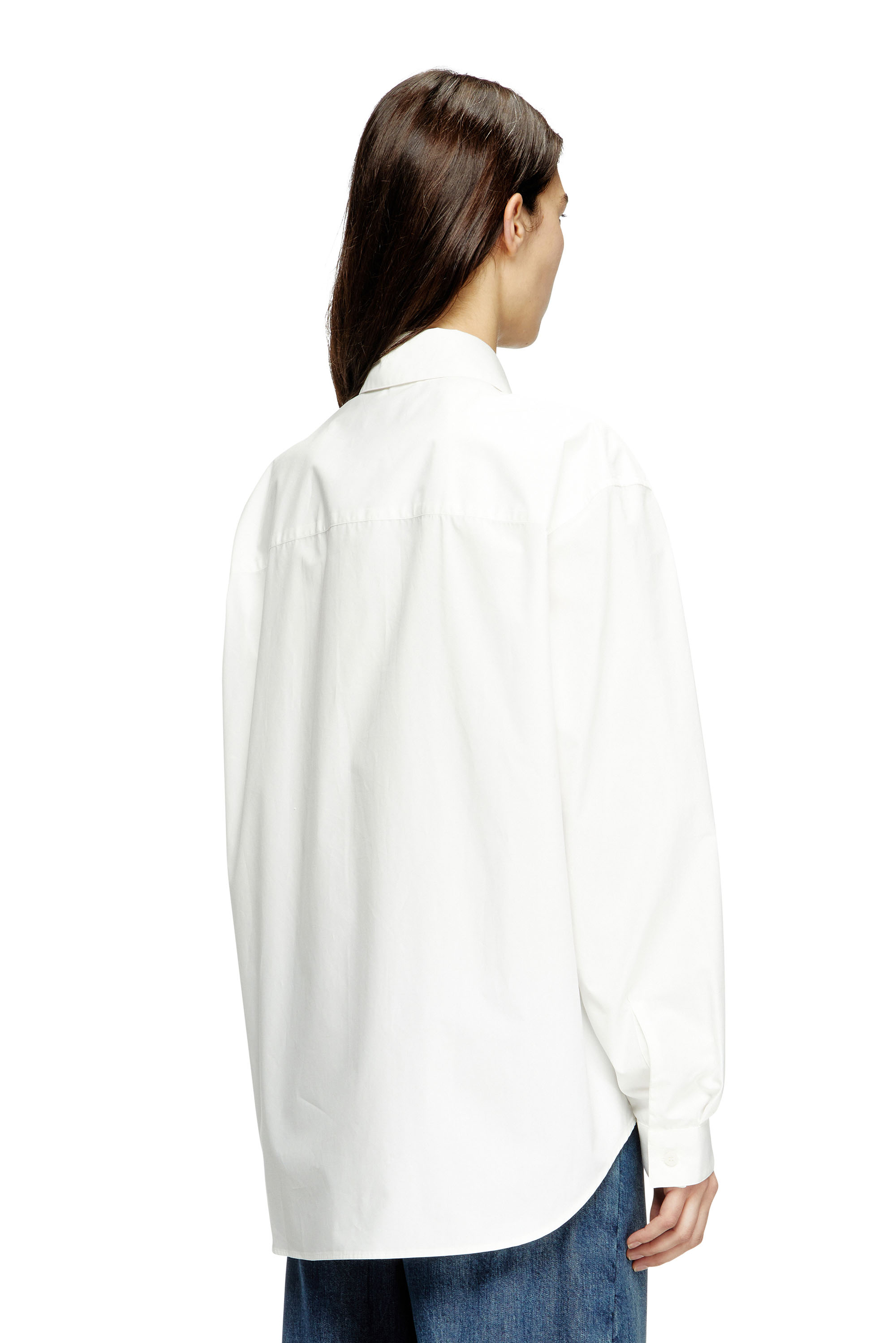 S-SIMPLY-C-WN-R1, White Diesel - S-SIMPLY-C-WN-R1, Woman's Boyfriend shirt with Oval D in White - 4