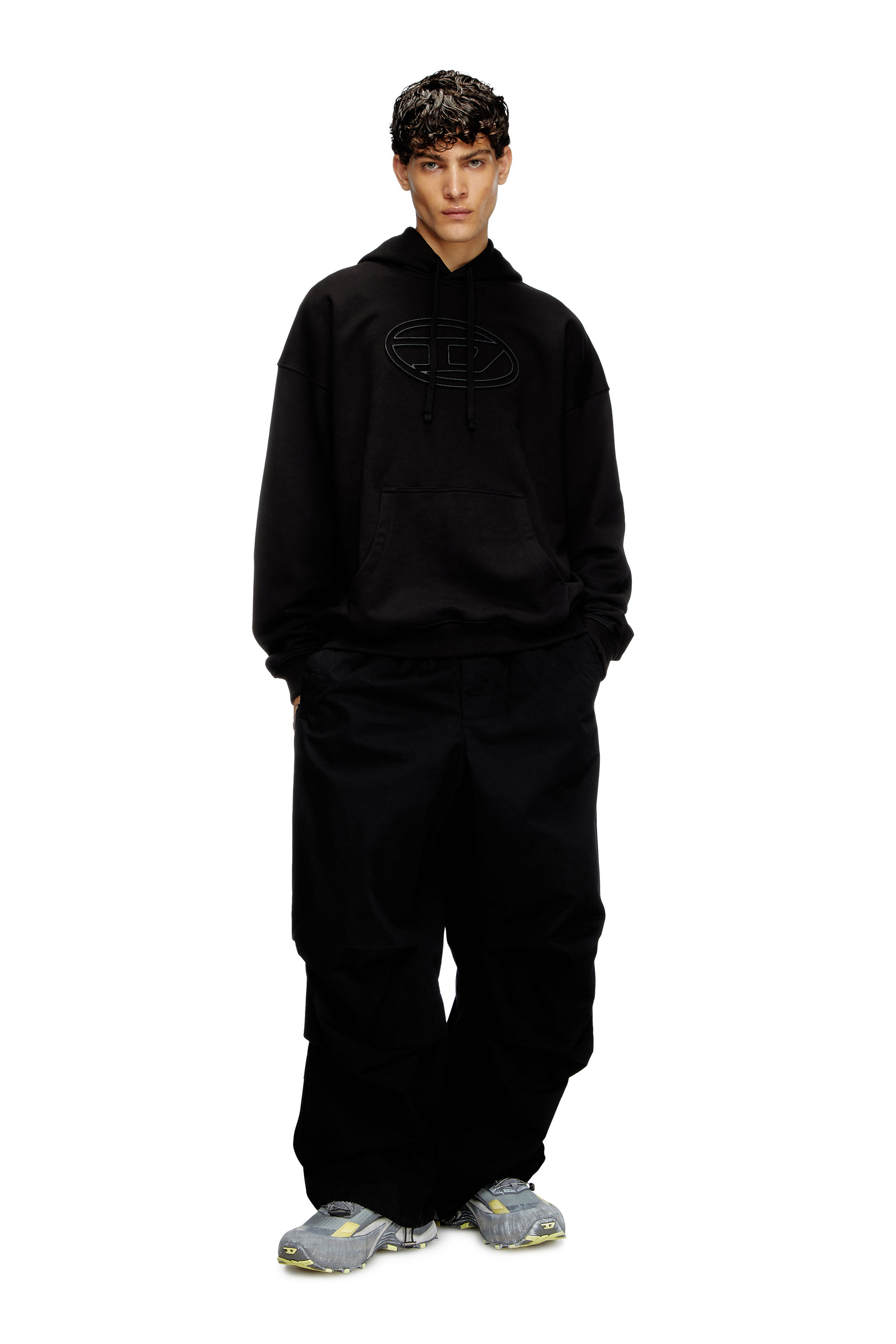 Diesel - S-UMMER-BIGOVAL, Man's Hoodie with embossed Oval D in Black - 1