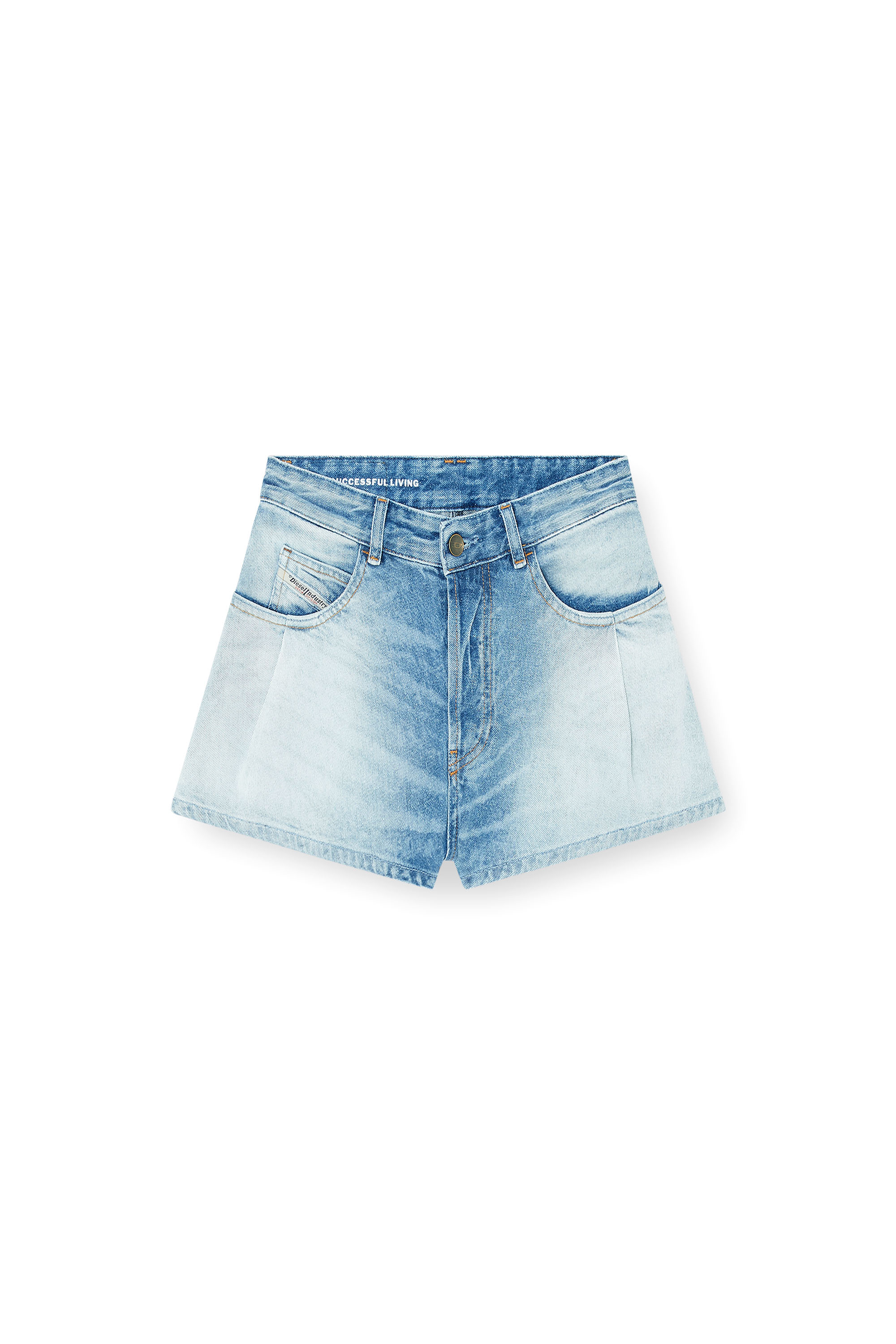 Diesel - DE-KHELZ-B-SHORT-S, Woman's Wide denim shorts in Light Blue - 3