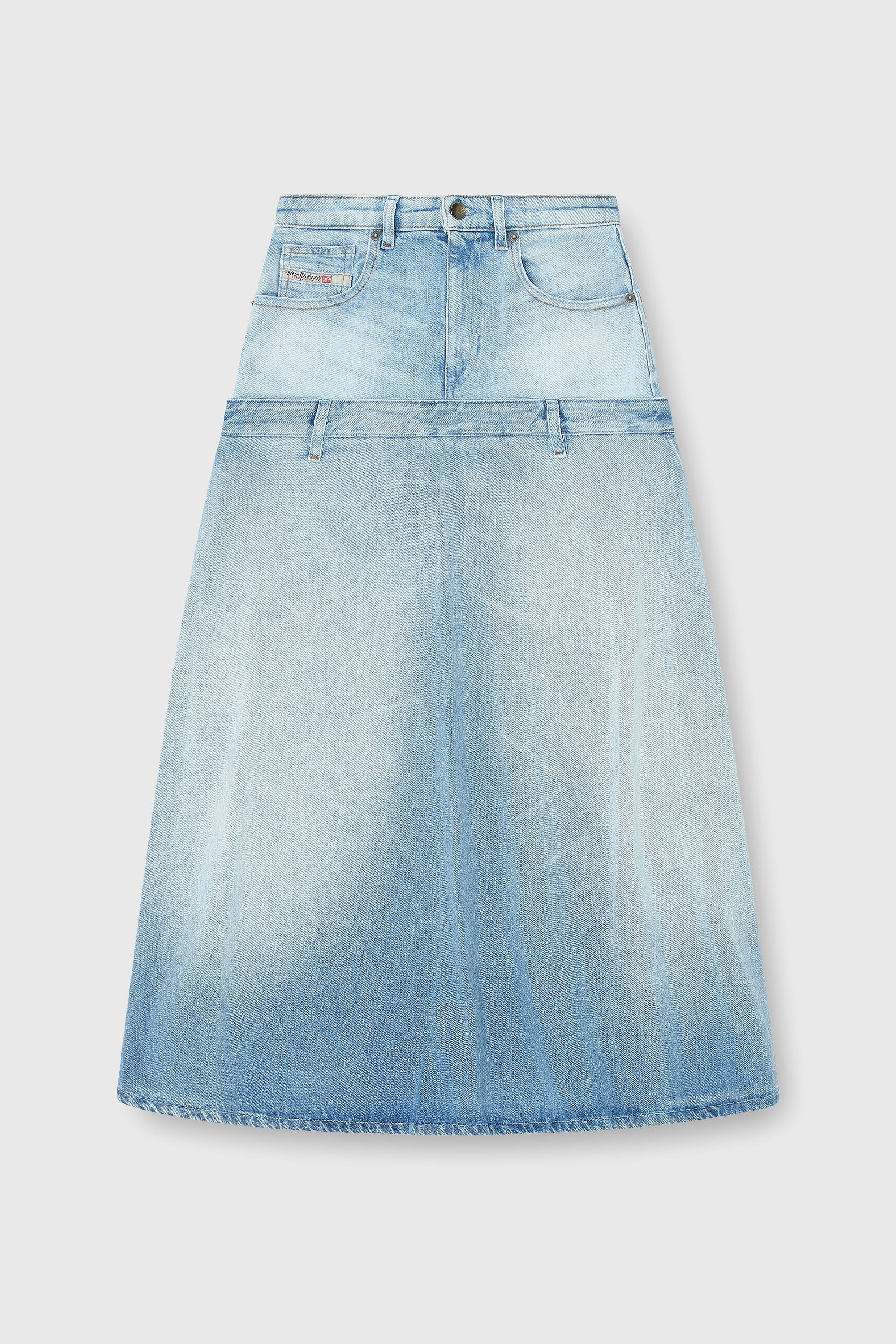 Diesel - DE-VORYA-S, Woman's Denim skirt with layered design in Light Blue - 2