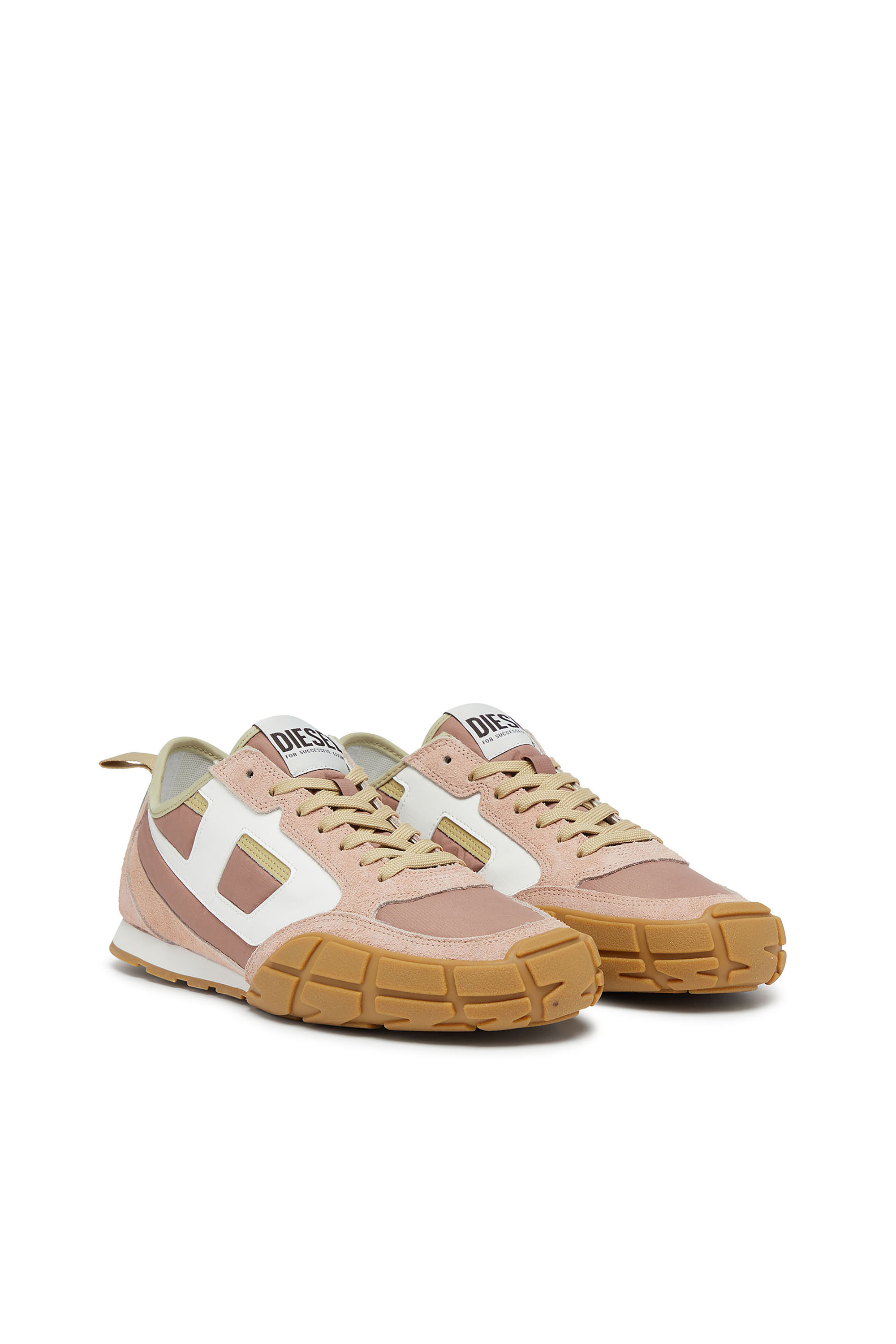 Diesel - S-PAGODHA LOW W, Woman's S-Pagodha-Sneakers in leather, suede and ripstop in Pink/White - 4