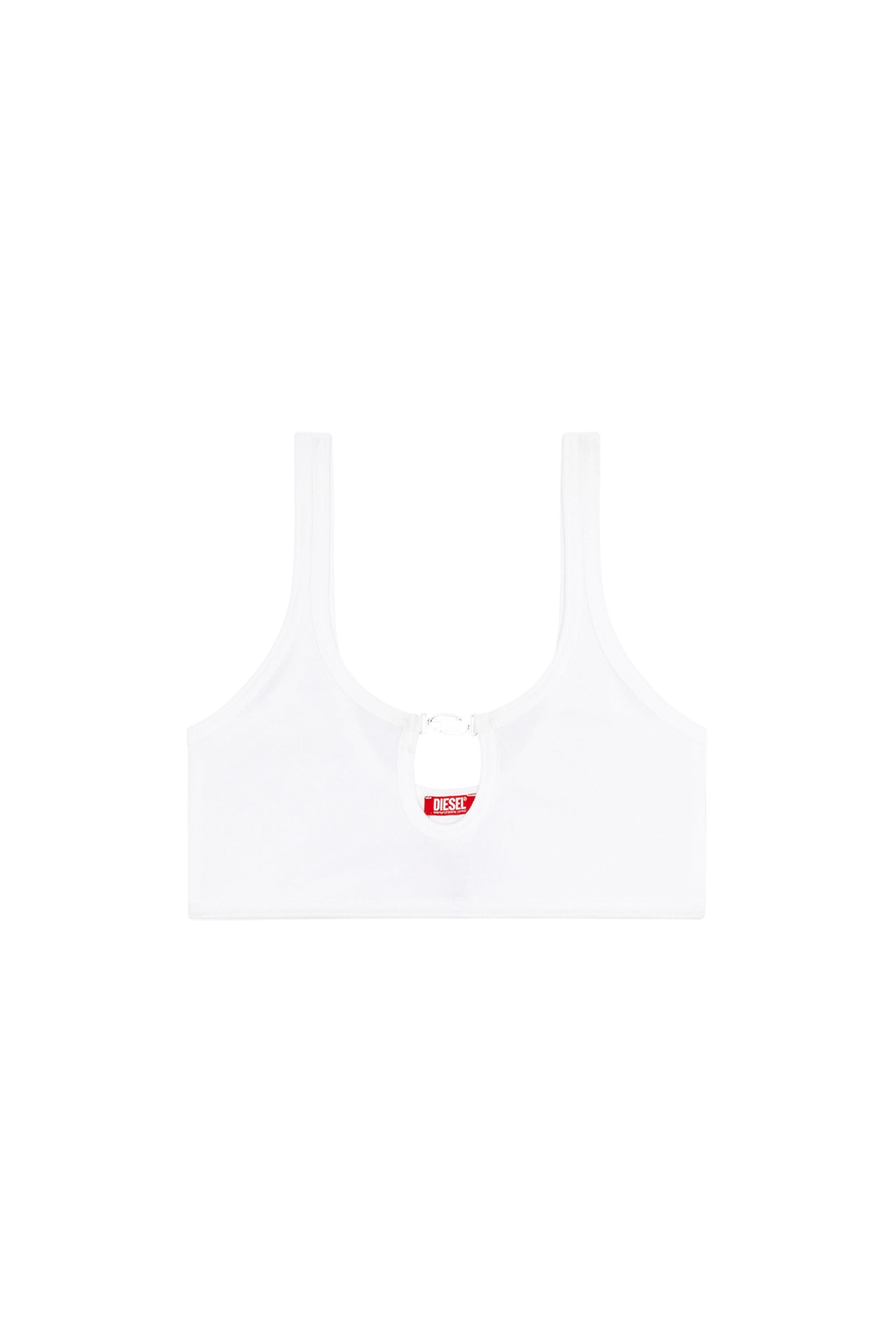 Diesel - UFSB-OVAL-D-RIB-BRALETTE, Woman's Ribbed bralette with Oval D plaque in White - 4