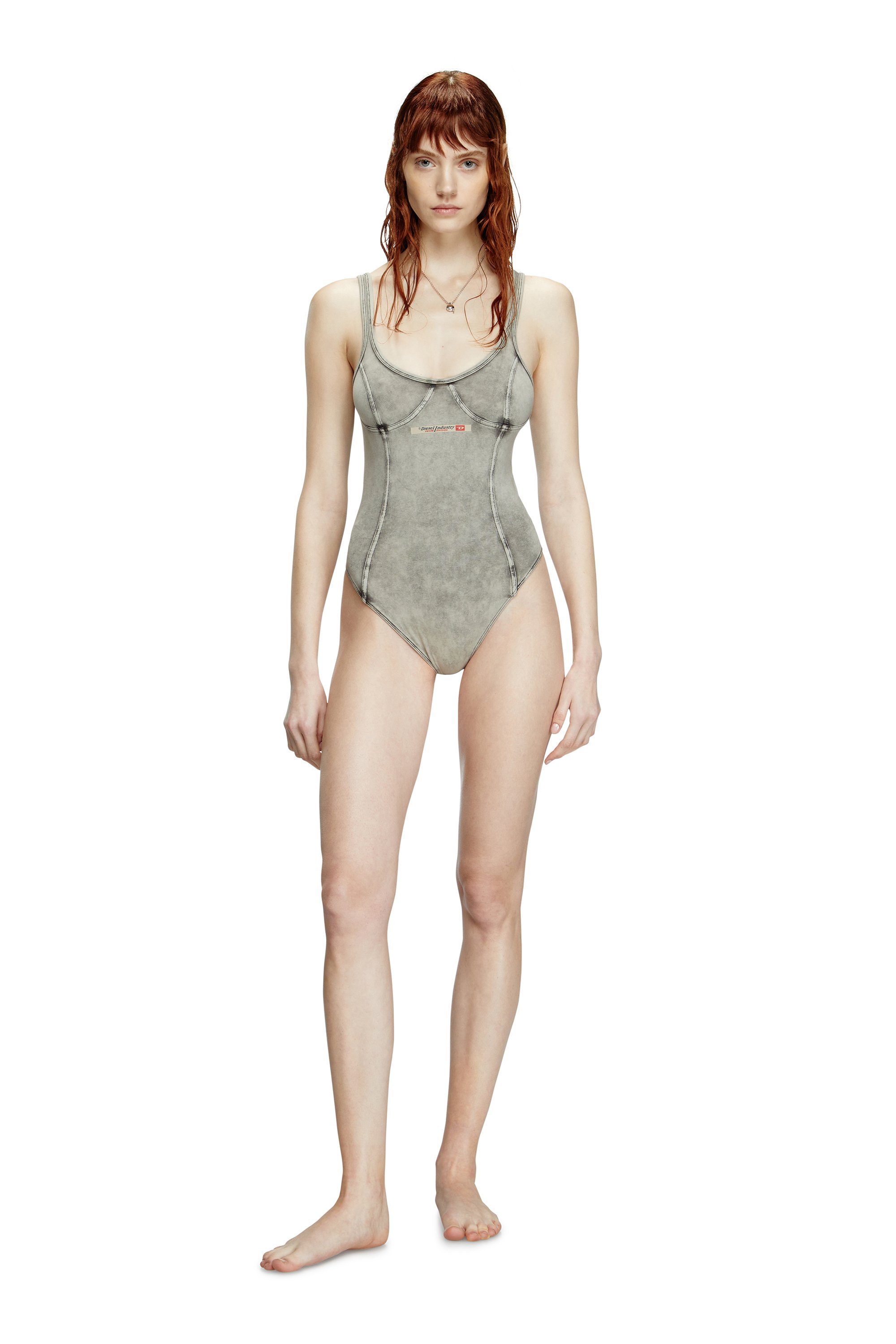 Diesel - CAMI-DNM, Woman's Bodysuit in denim-effect jersey in Grey - 2