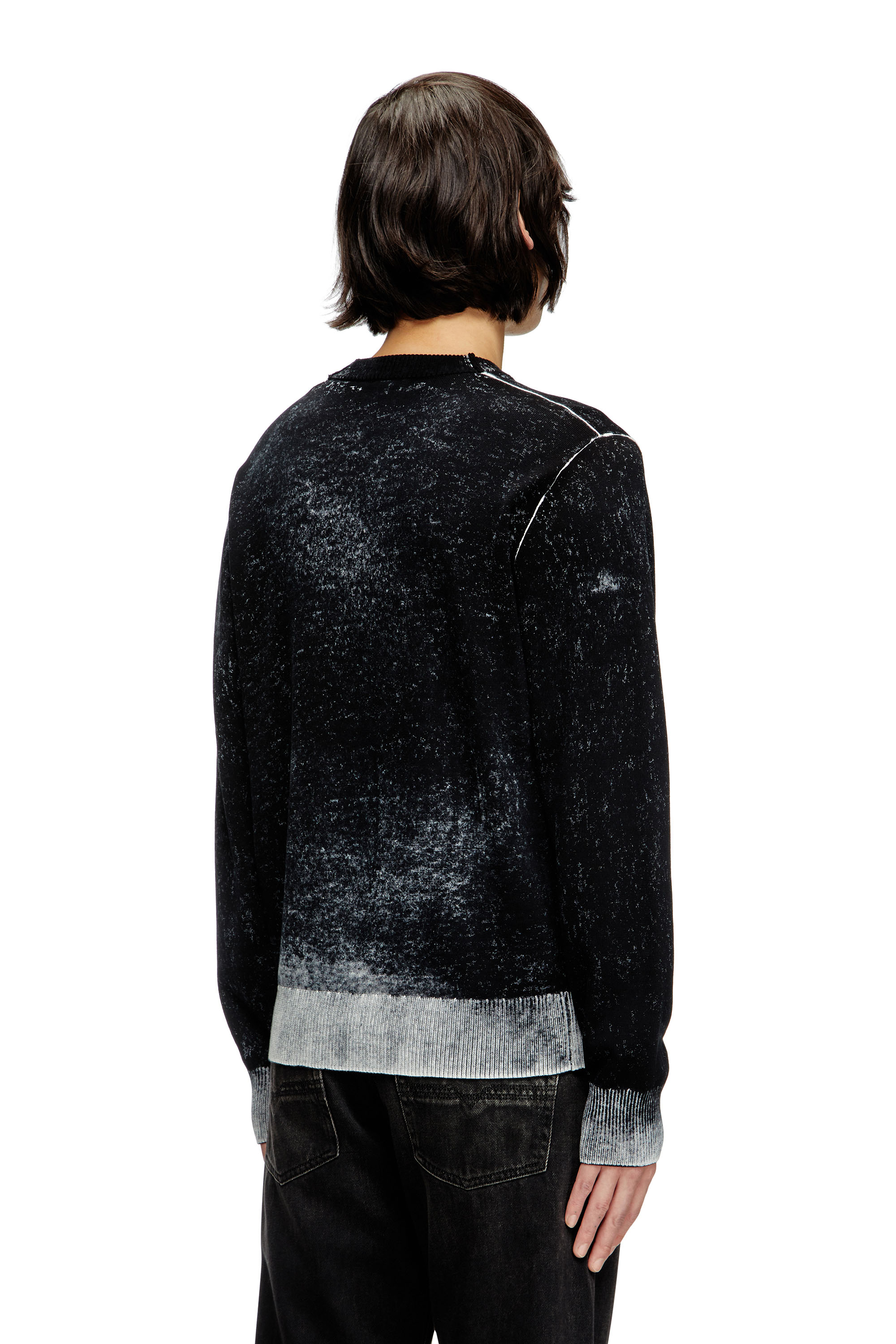 Diesel - K-LARENCE-B, Man's Reverse-print cotton jumper in Black - 4