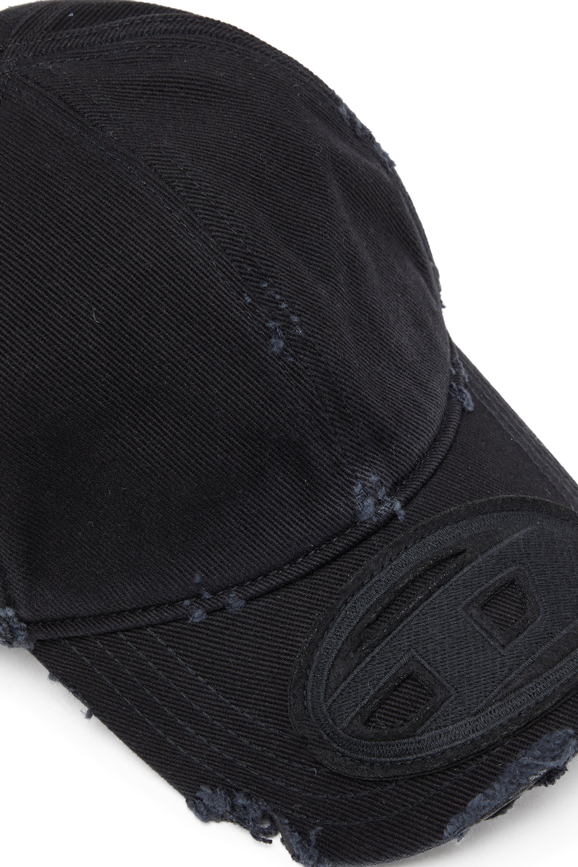 Diesel - C-BIGDOV, Man's Cotton twill cap with distressed details in Black - 3