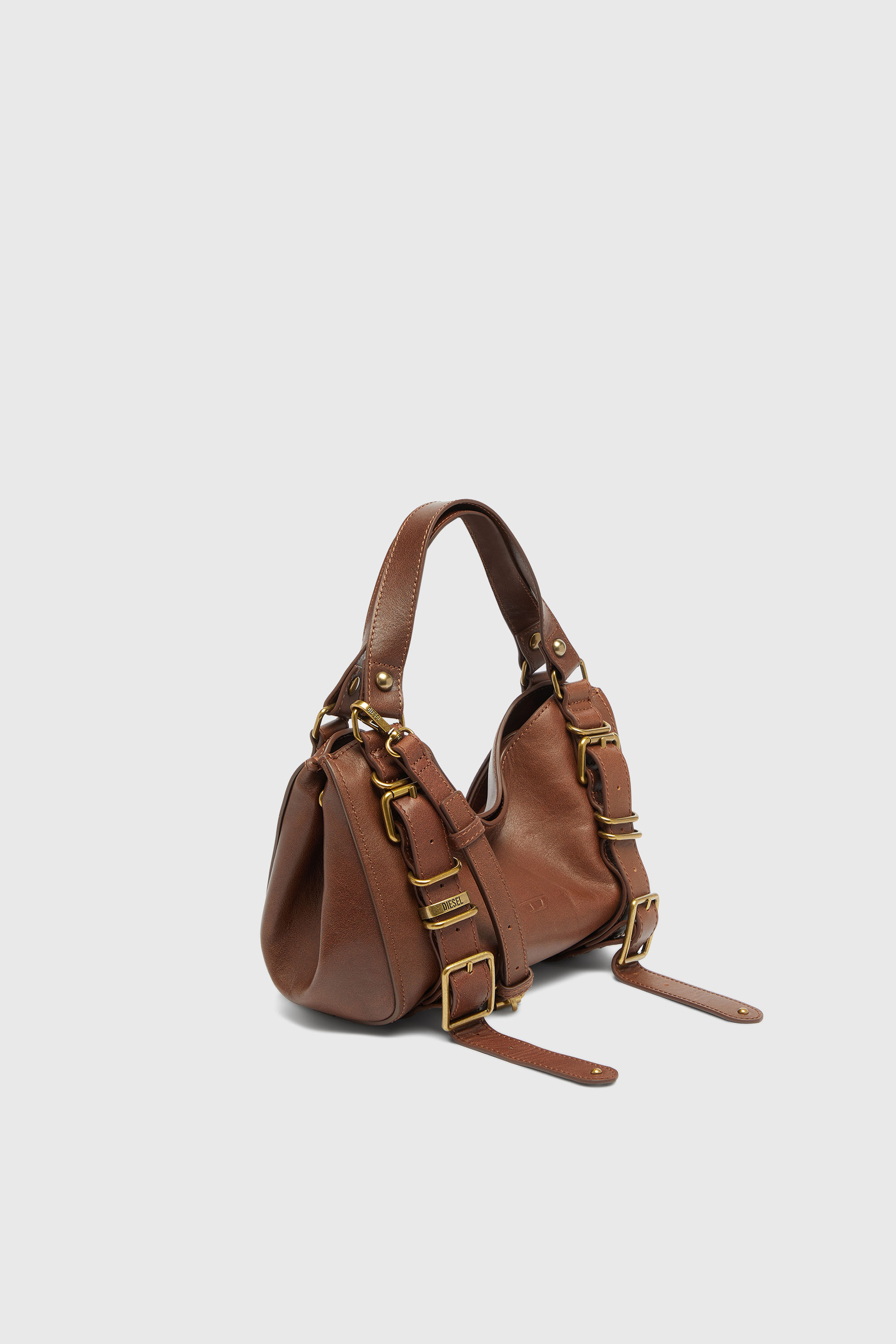 Diesel - D-ONE TOPHANDLE S, Woman's D-One-Small top-handle bag in treated leather in Brown - 5