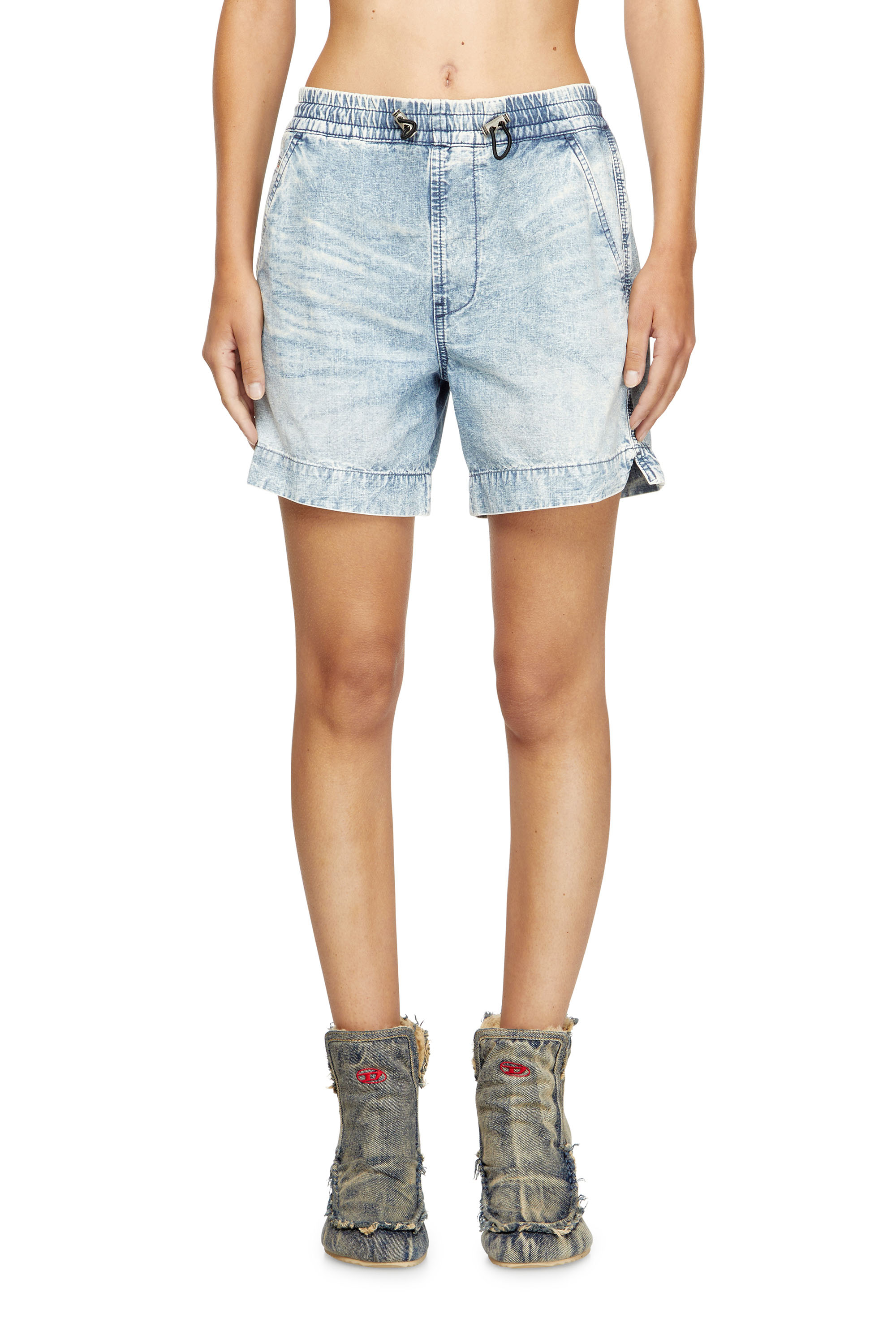 Diesel - D-TENNI-S, Unisex's Shorts in marbled denim in Light Blue - 4