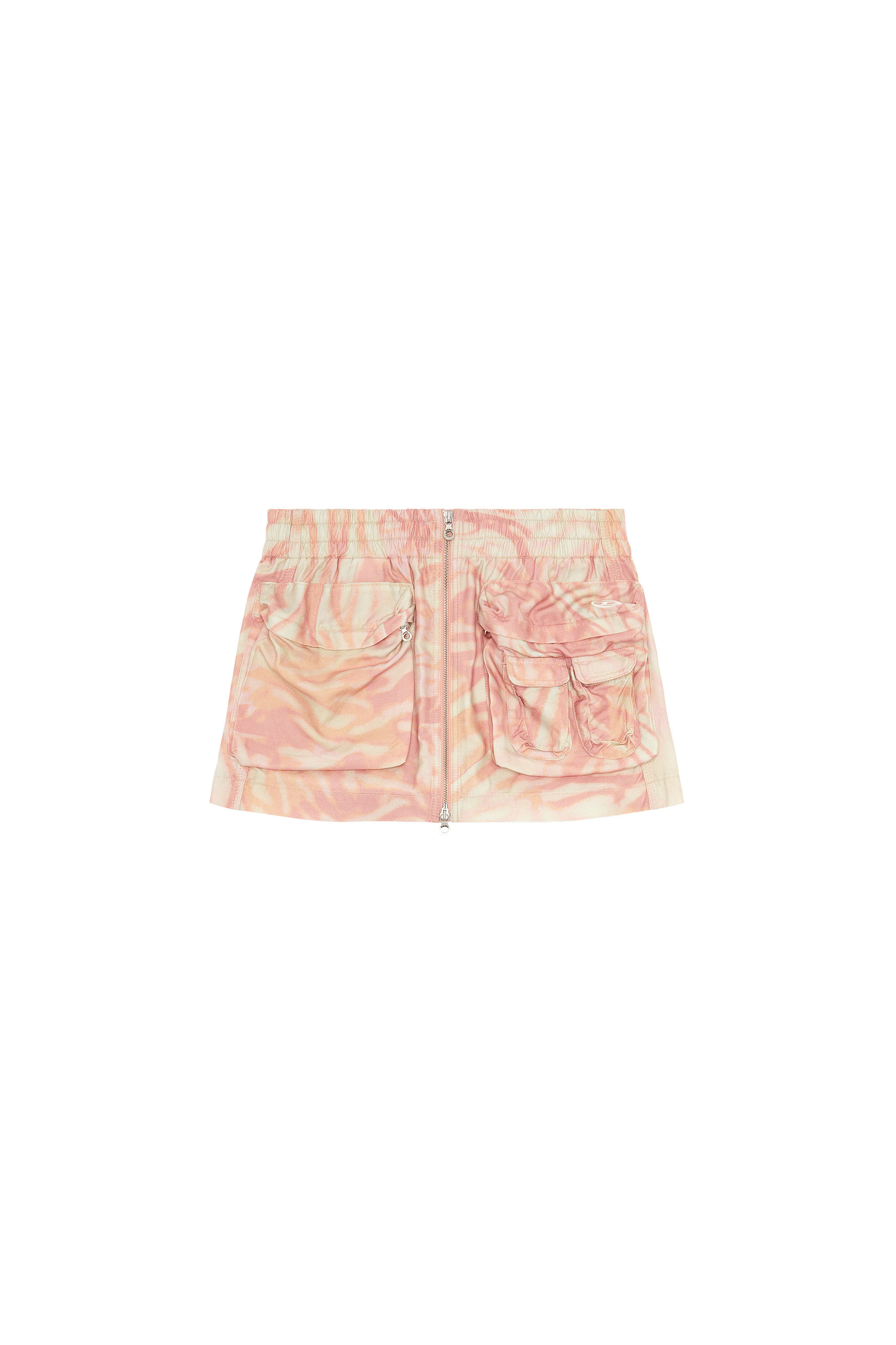 Diesel - O-MIRTY, Woman's Mini cargo skirt in zebra-camo twill in Pink - 1