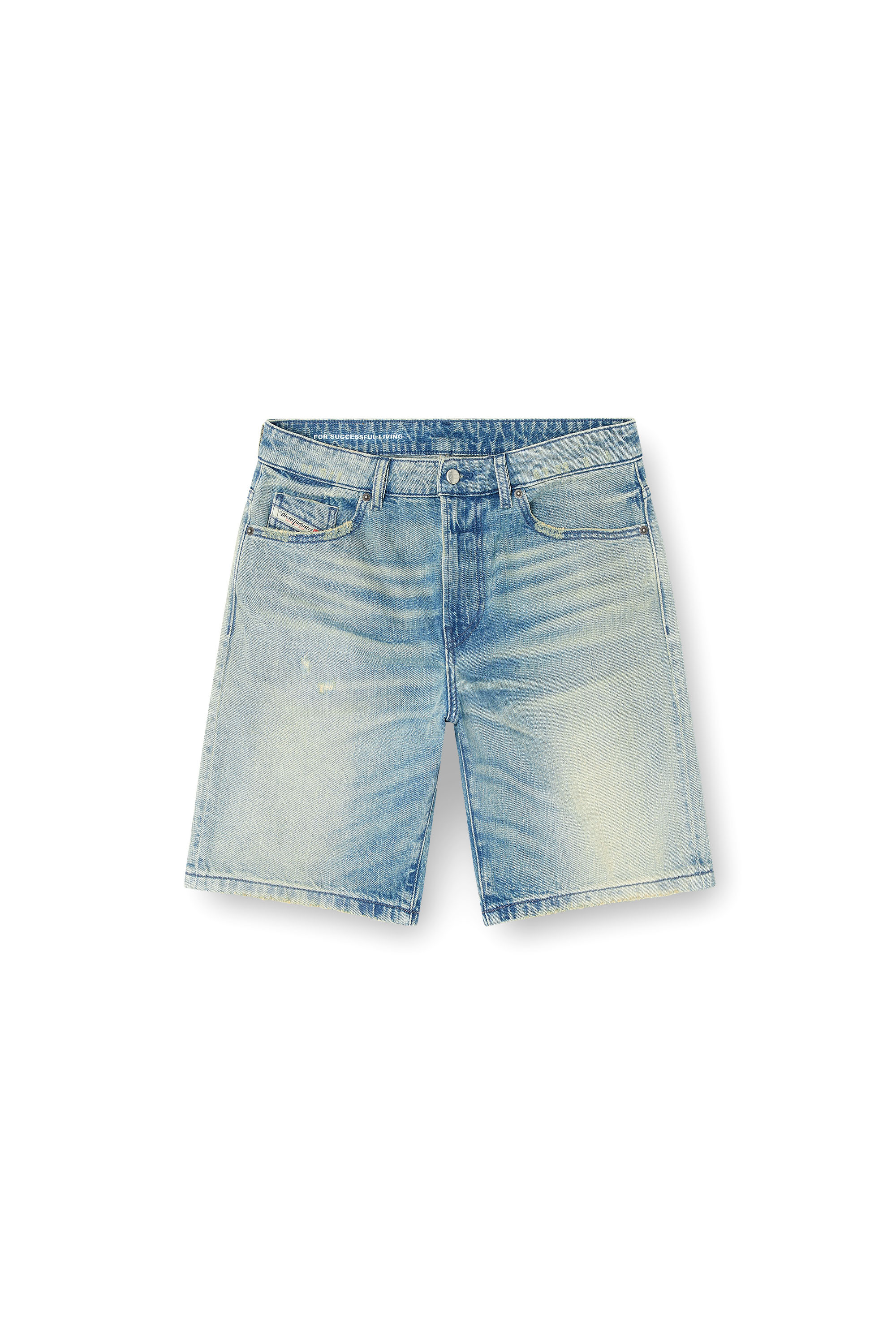 D-FIN, Light Blue Diesel - D-FIN, Man's Slim shorts in worn-effect denim in Light Blue - 2