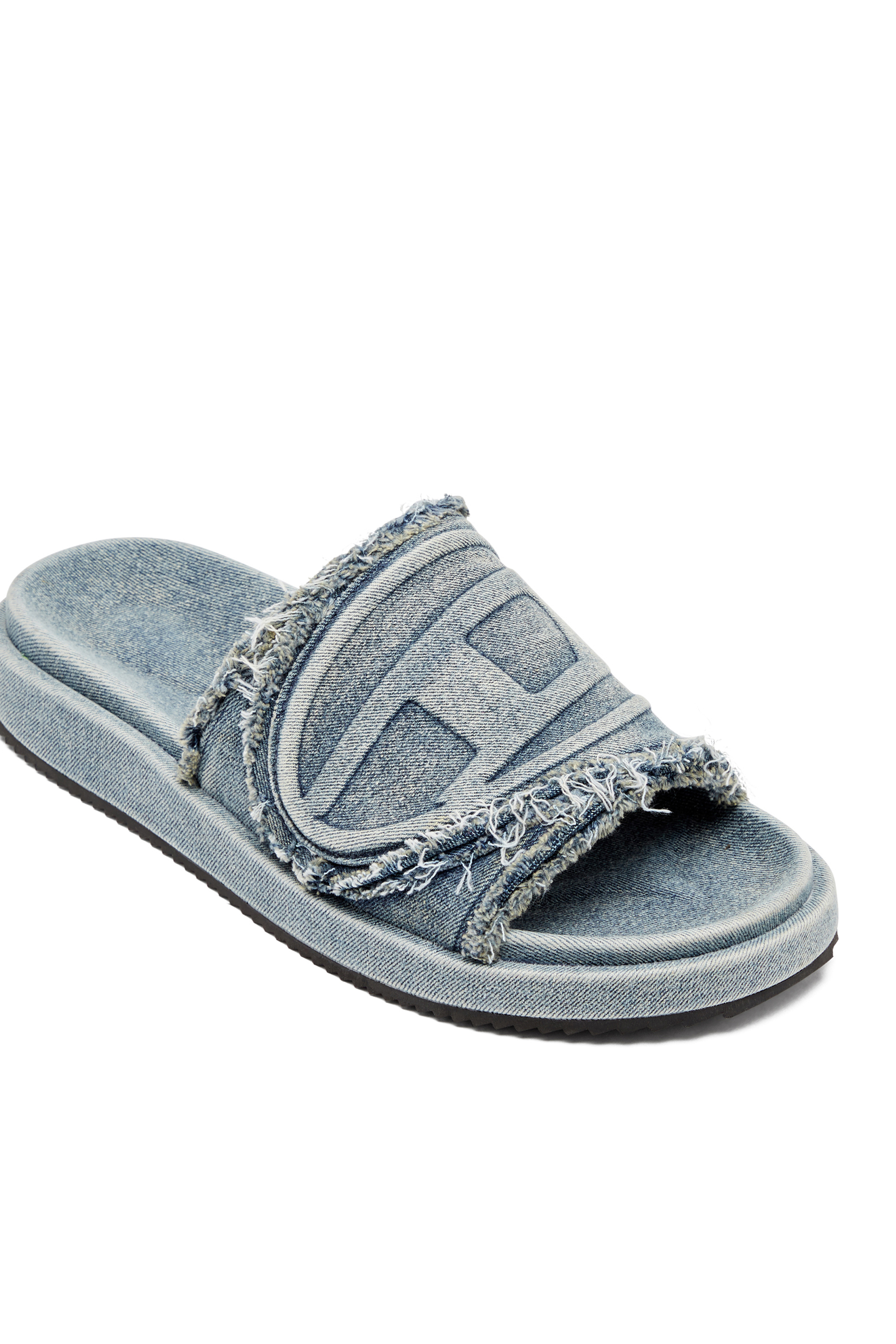 SA-SLIDE D OVAL, Light Blue Diesel - SA-SLIDE D OVAL, Unisex's Sa-Slide D-Distressed denim slides in Light Blue - 6