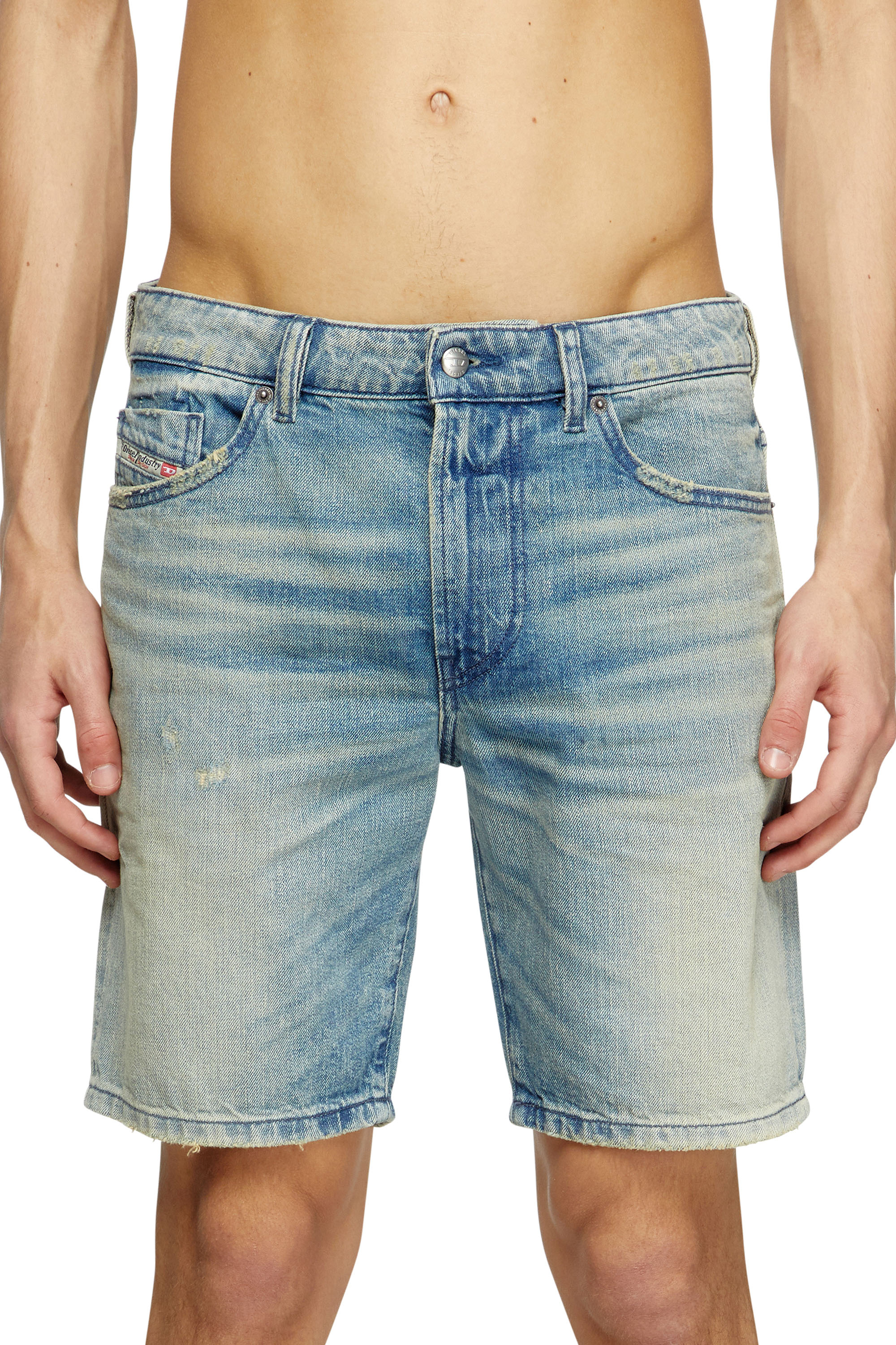 D-FIN, Light Blue Diesel - D-FIN, Man's Slim shorts in worn-effect denim in Light Blue - 5