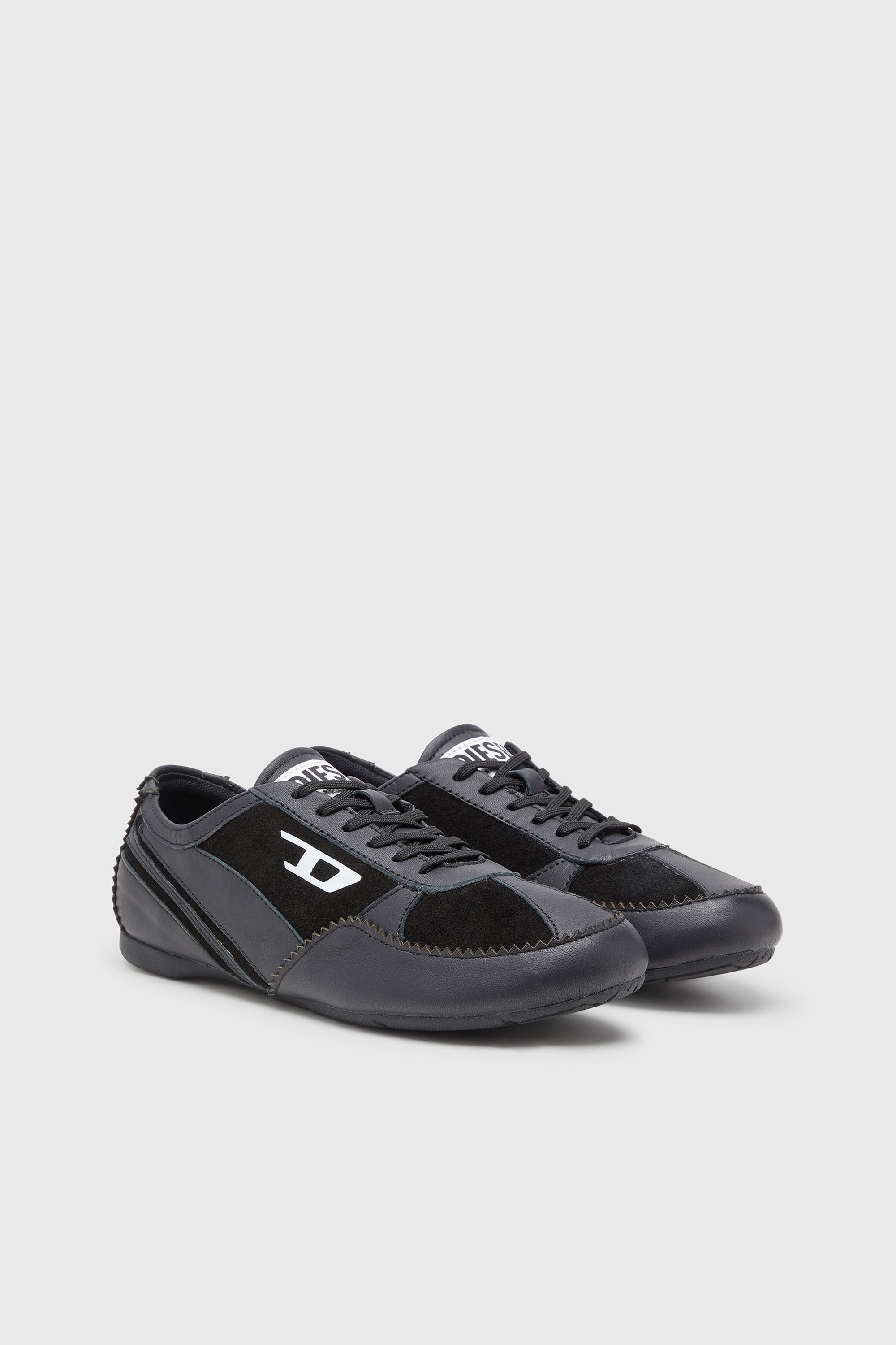 Diesel - D-MILE LOW W, Woman's D-Mile-Flat sneakers in leather and suede in Black - 2