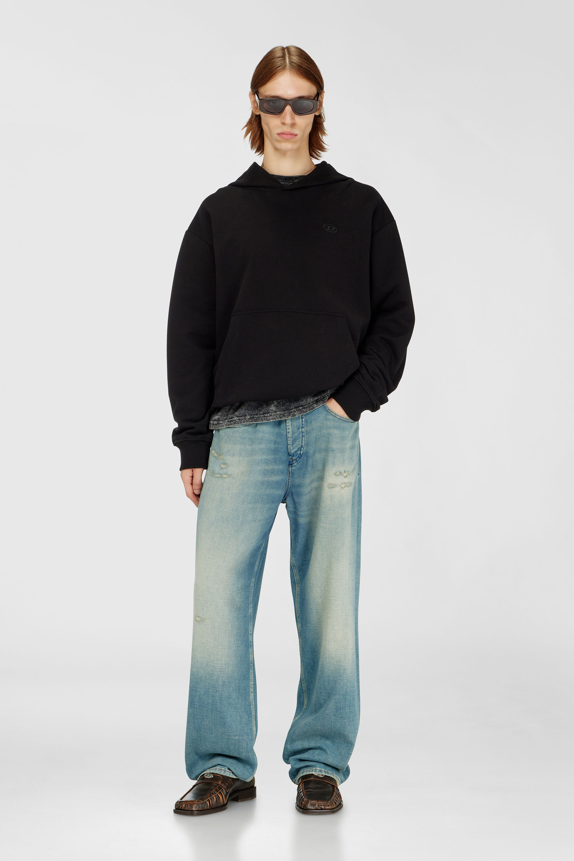 Diesel - S-MACS-HOOD-MEGOVAL-D, Man's Hoodie with logo embroidery in Black - 1