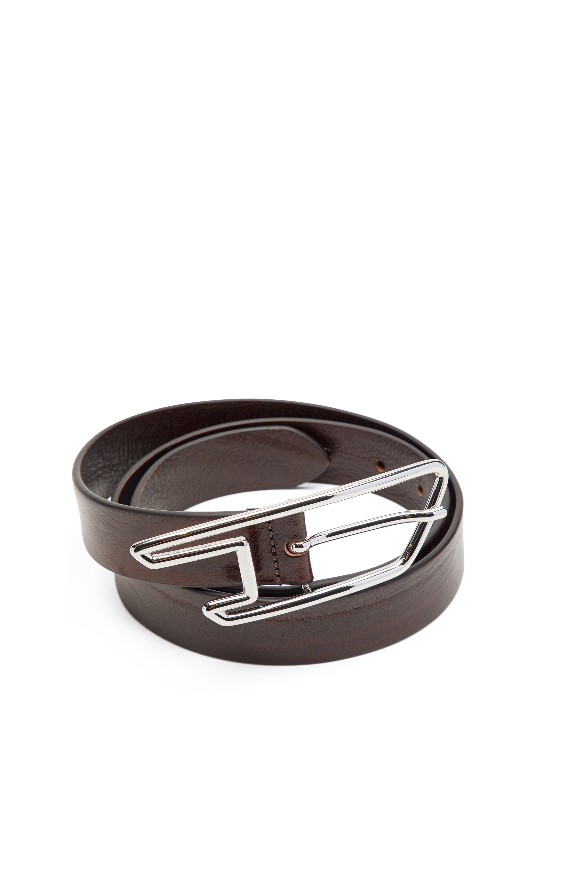 Diesel - B-D LINE 30, Unisex's 3cm waxed-leather belt with D-logo buckle in Brown - 2