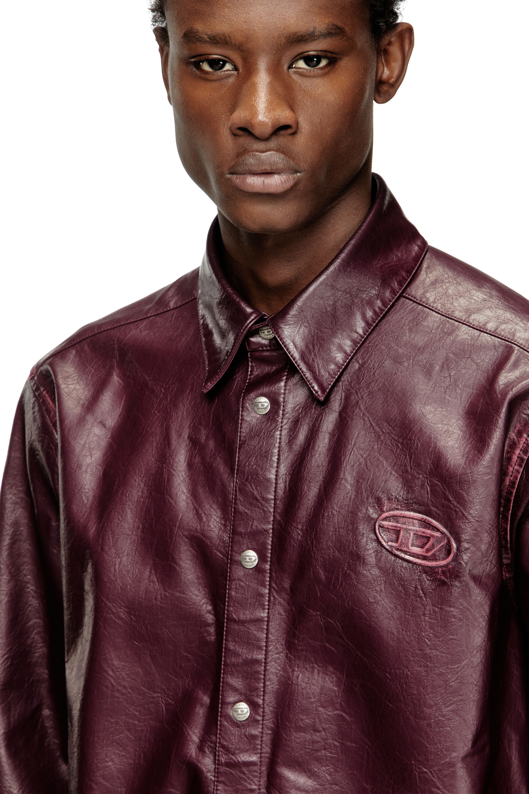 Diesel - FR-S-SIMPLY, Man's Shirt with logo in burgundy in Burgundy - 5