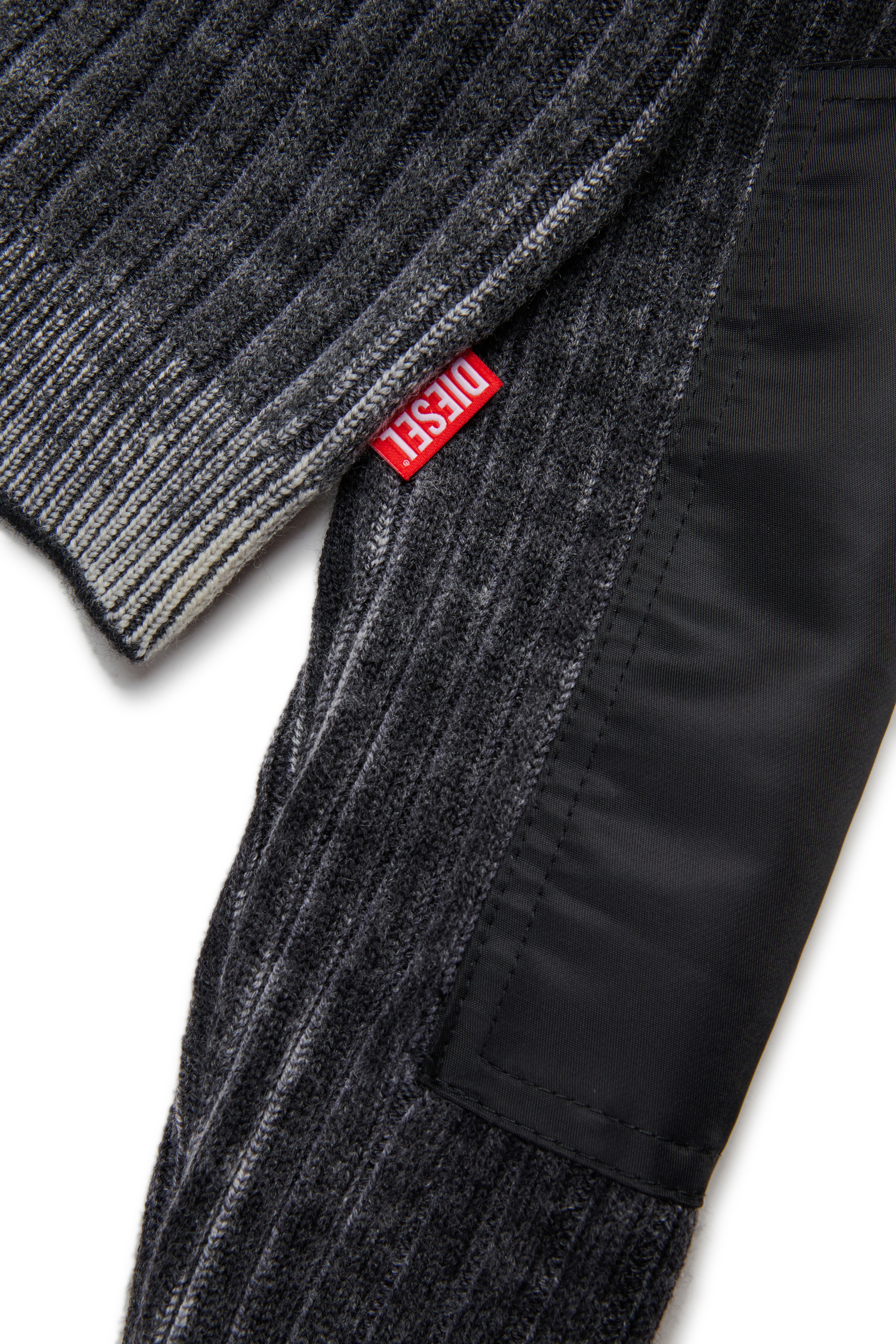 Diesel - KMASERA, Woman's Wool sweater with front zipper in Black - 4