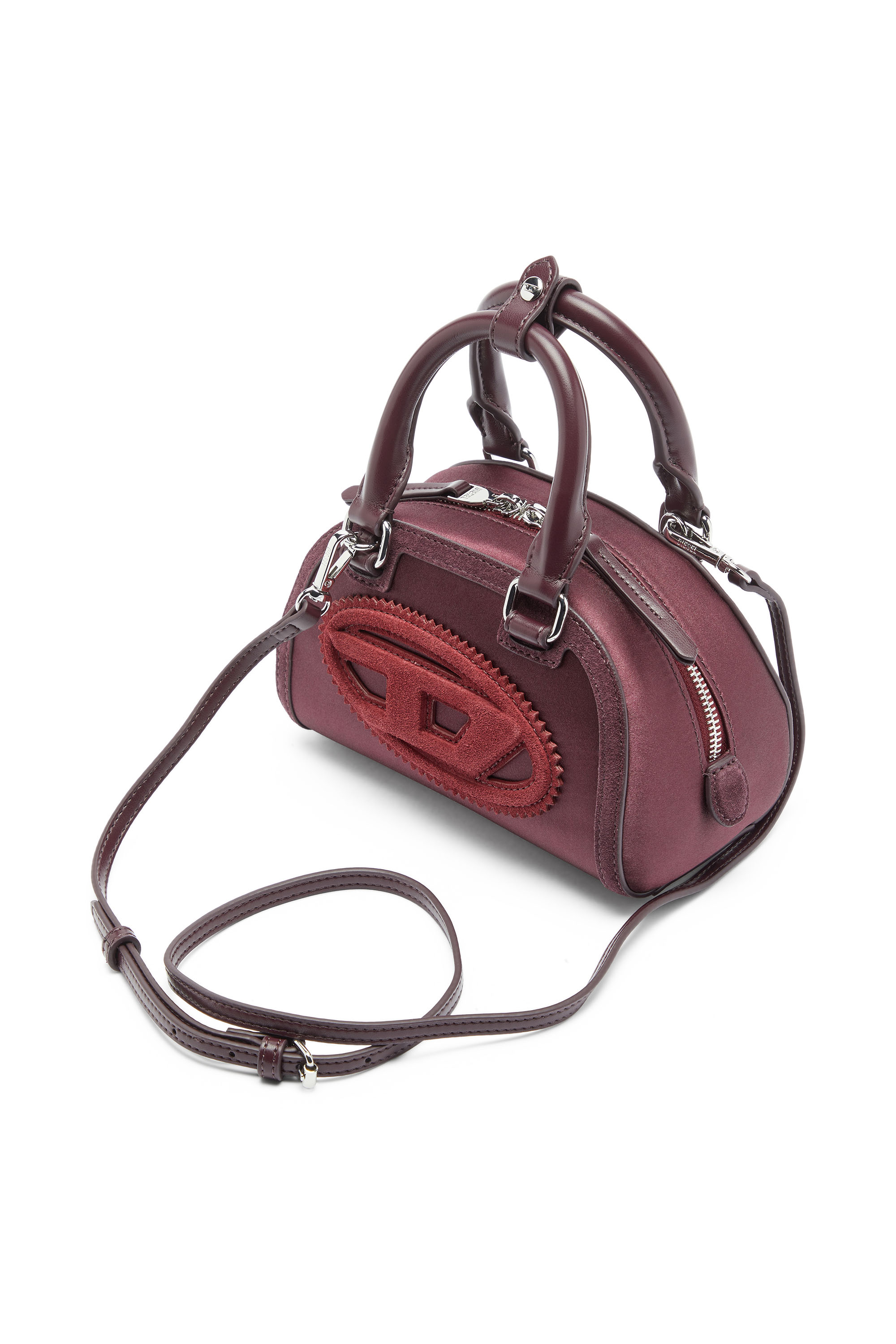 Women's 1DR Dome - Small bowling bag in satin and suede | Red | Diesel