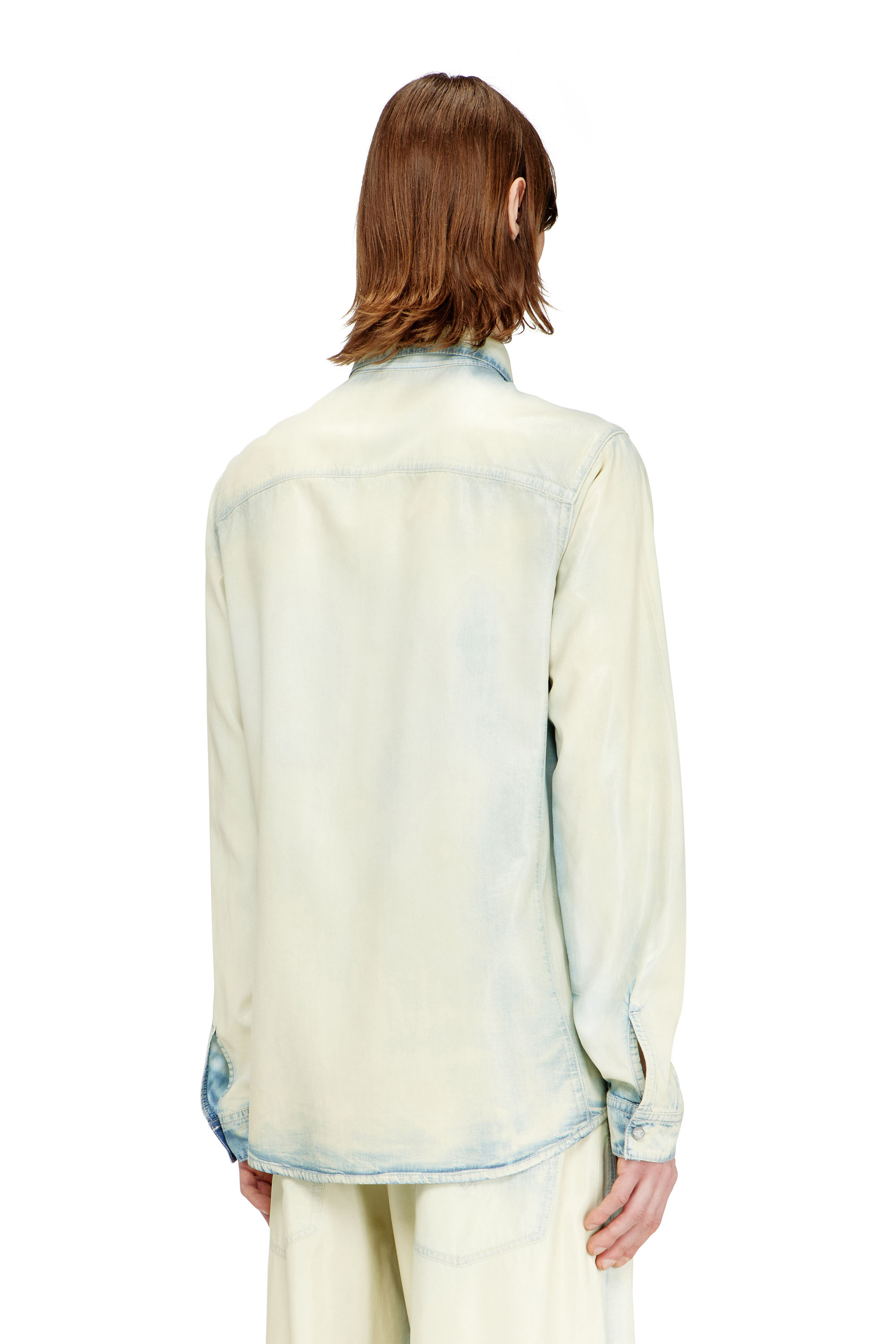 Diesel - D-SYNAR-FSI1, Man's Shirt in fluid X-Ray bleach denim in Light Blue - 4