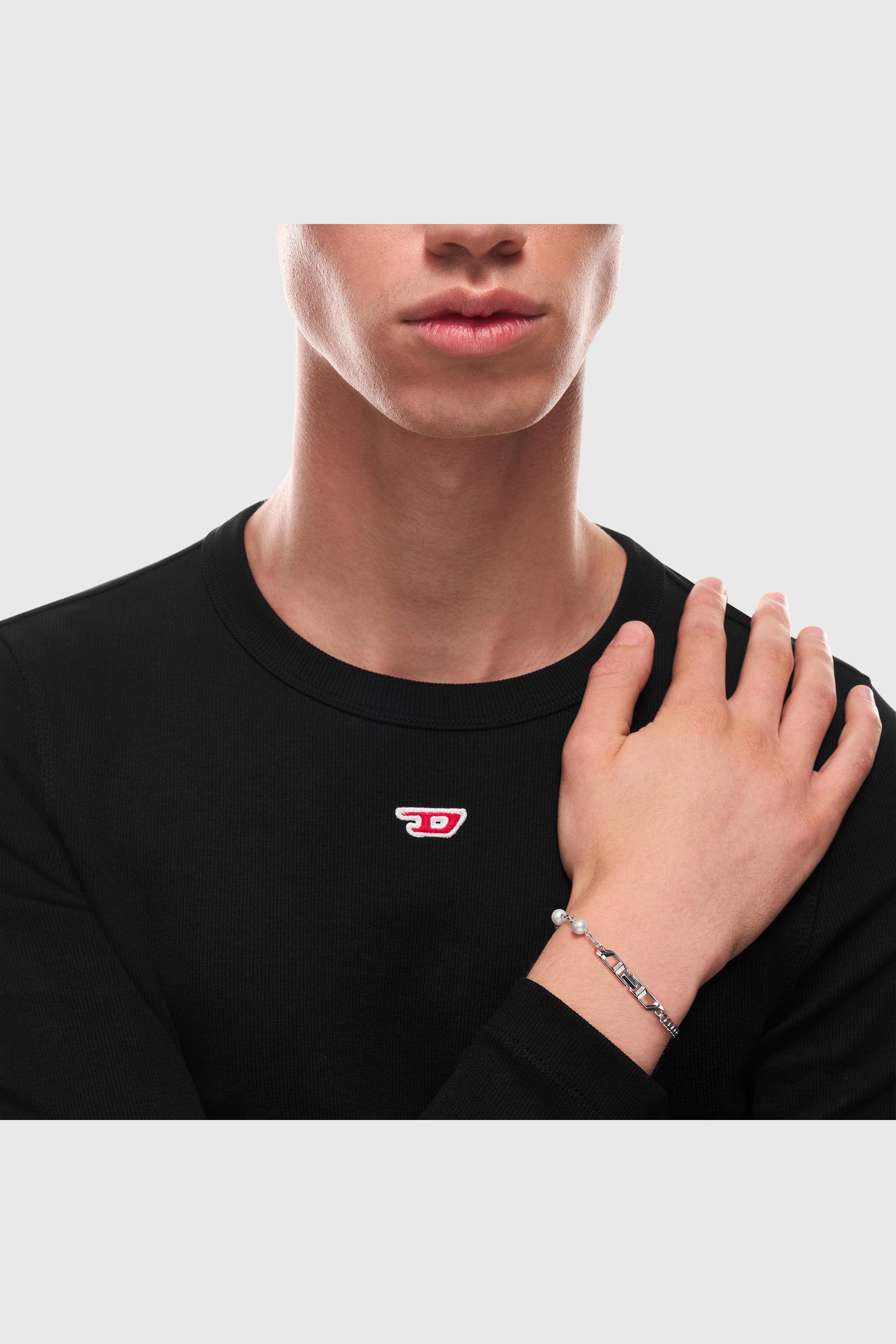 Diesel - DL1372040, Unisex's Sterling silver and pearl chain bracelet in Silver - 5