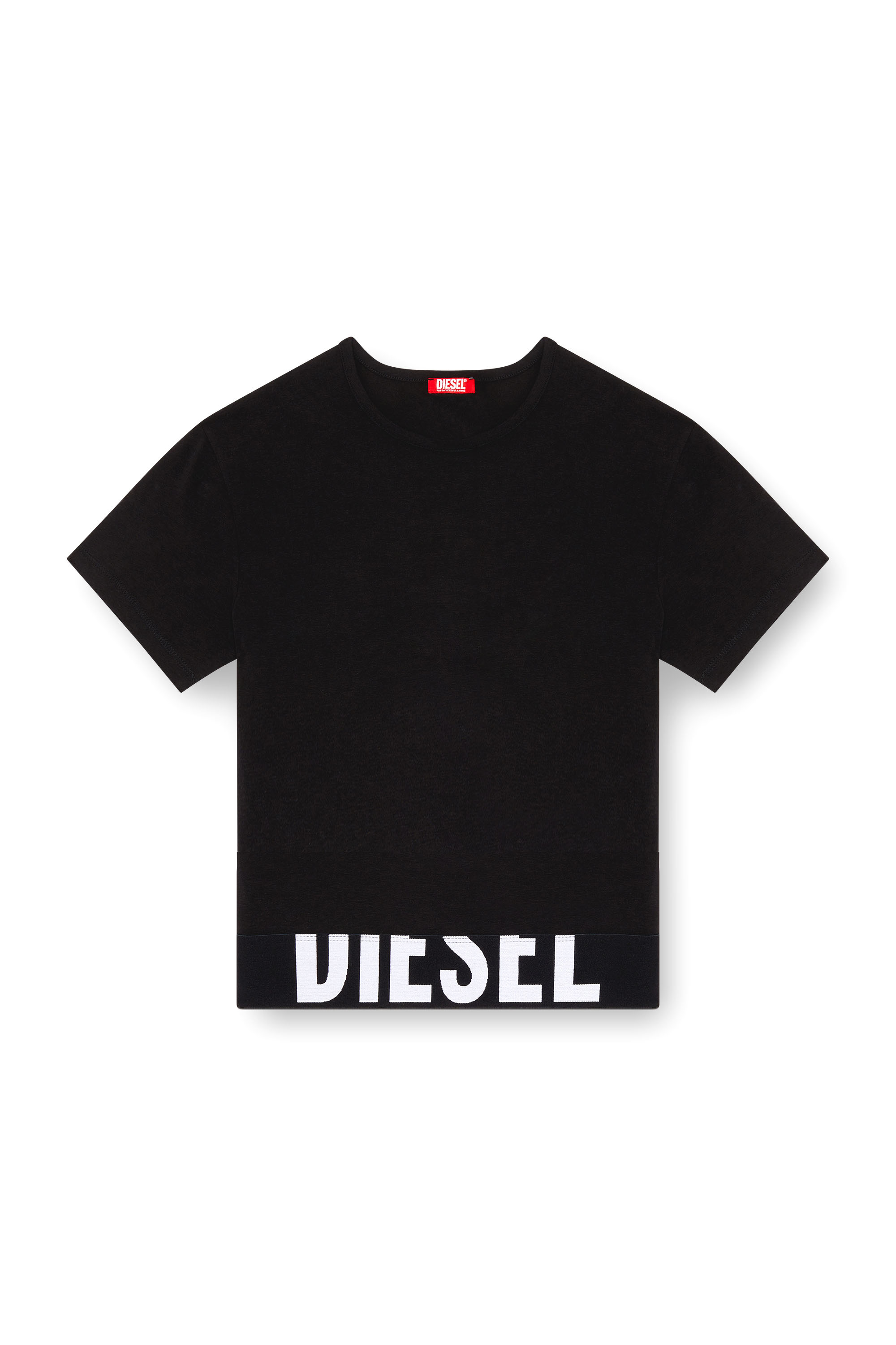 Diesel - UFTEE-SPORT-CROPPED-T-SHIRT, Woman's Sporty cropped top with logo band in Black - 2