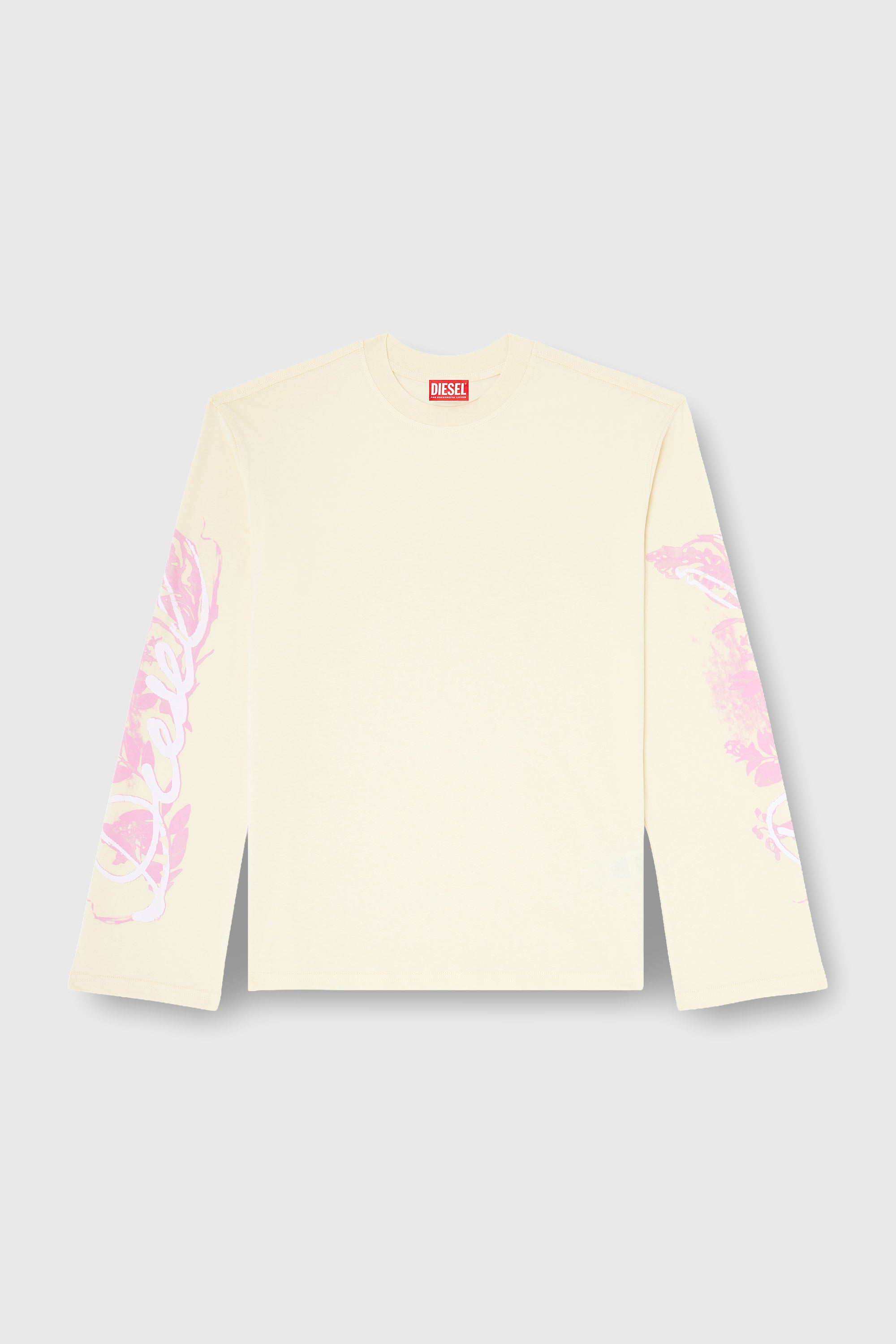 Diesel - T-HILARY-LS-AA3, Woman's Long-sleeve T-shirt with graphic prints and crystals in Yellow - 2