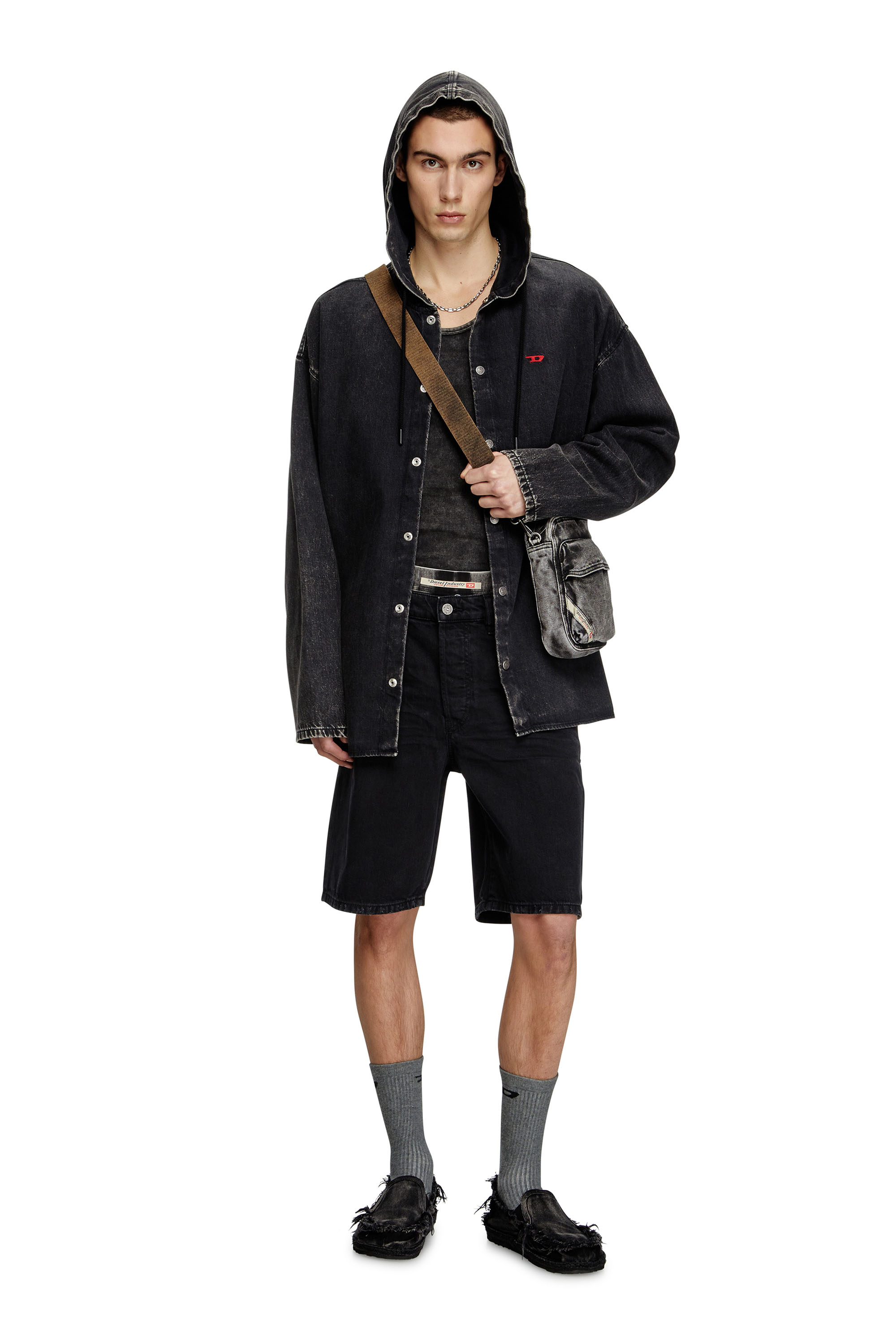 Diesel - REGULAR-SHORT, Man's Denim shorts in Black - 1