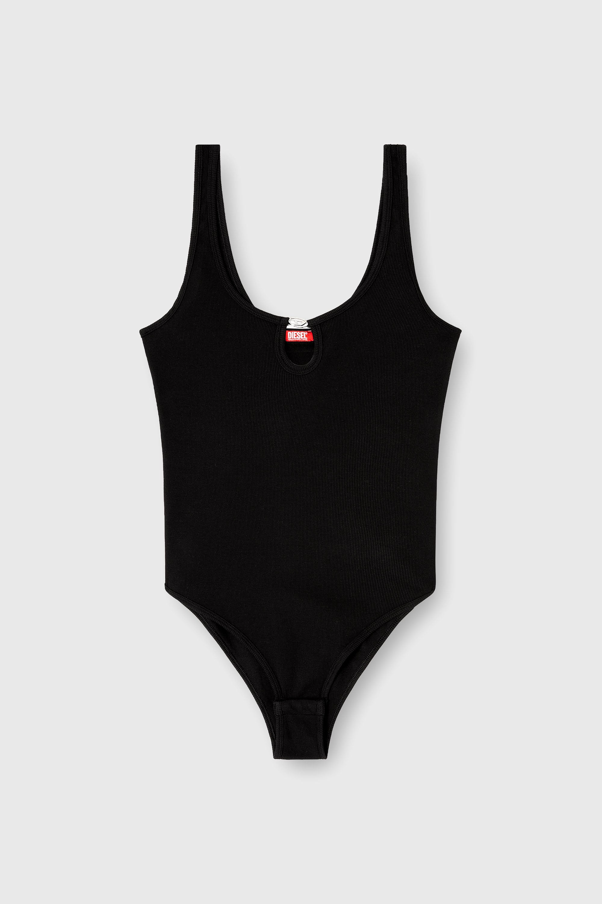 Diesel - MAURA-DNM, Woman's Bodysuit in marble-washed stretch cotton in Black - 2