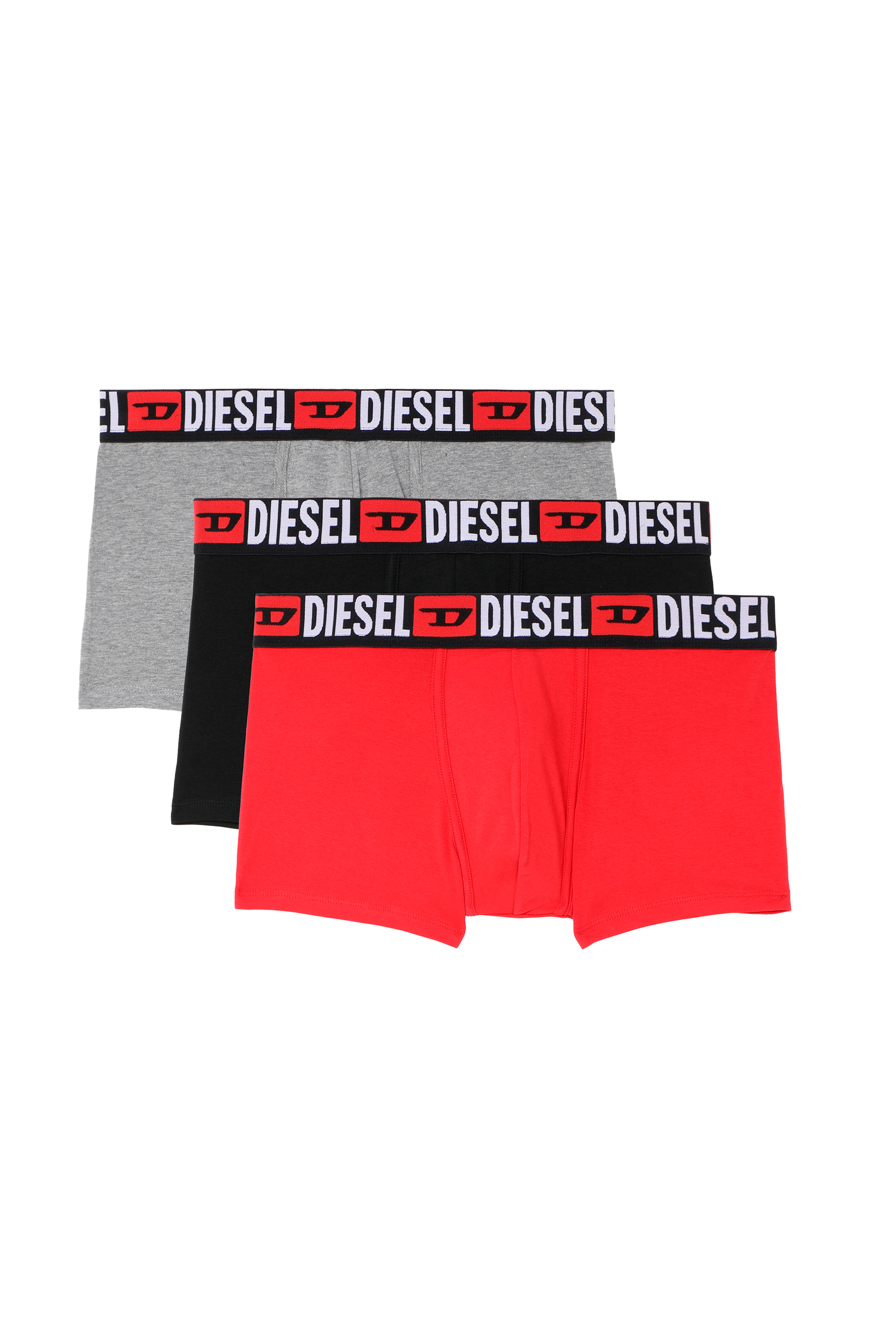 Diesel - UMBX-DAMIENTHREEPACK, Man's Three-pack of all-over logo waist boxers in Red/Grey - 2