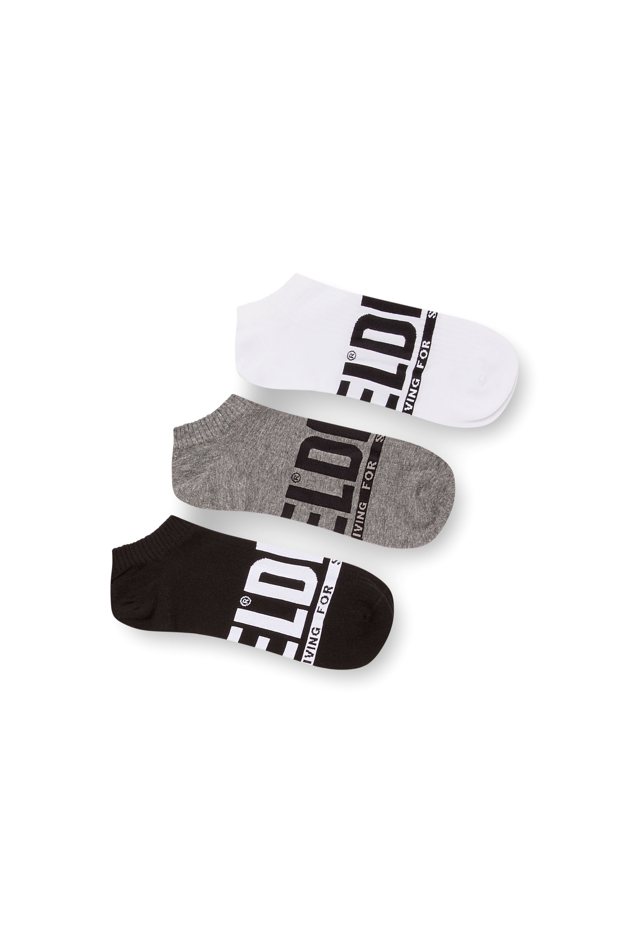Diesel - SKM-GOST-THREEPACK, Man's 3-pack low-cut logo socks in White/Grey - 1