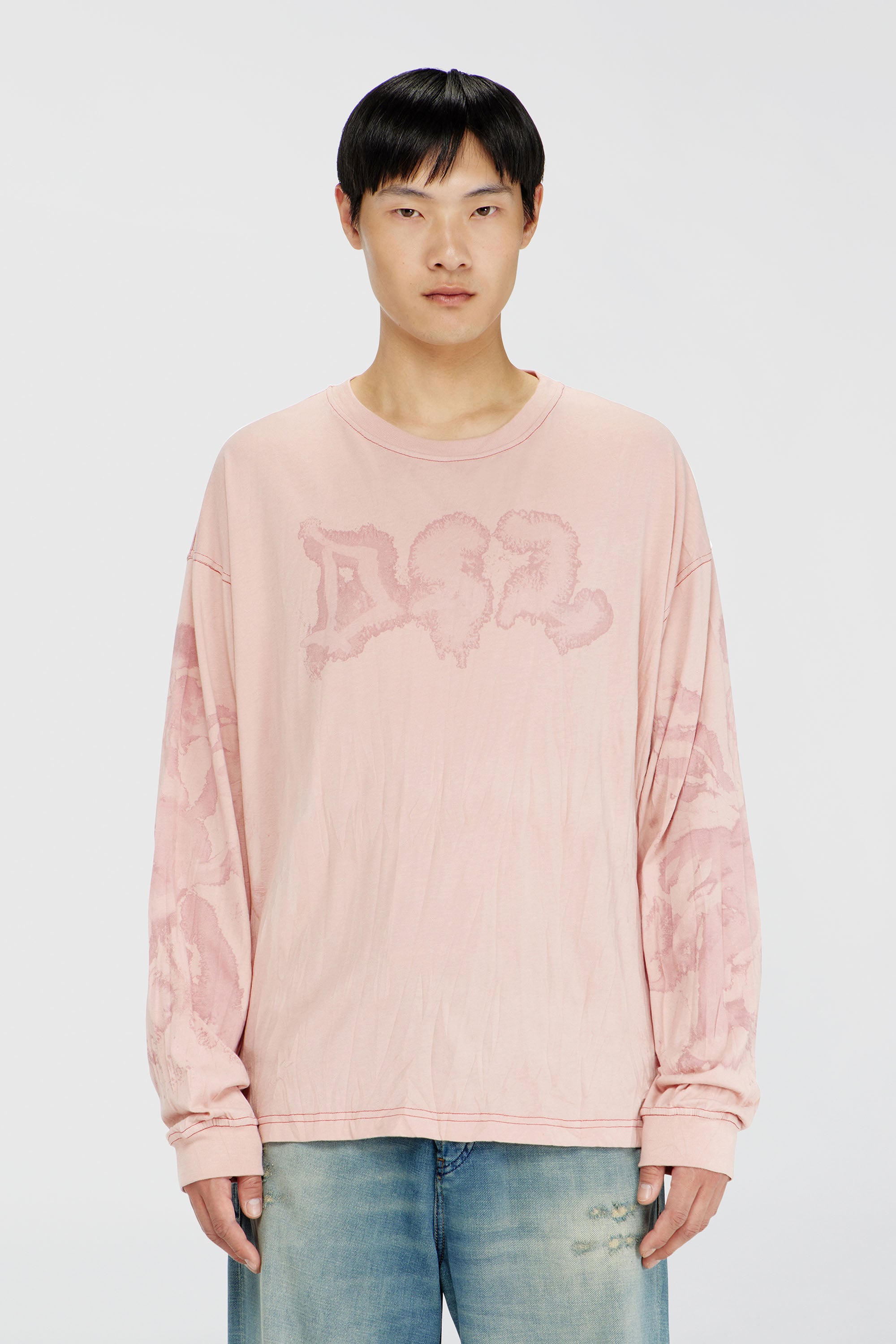 Diesel - T-BOXT-LS-AA4, Man's Relaxed long sleeve tee with blotched print in Pink - 1