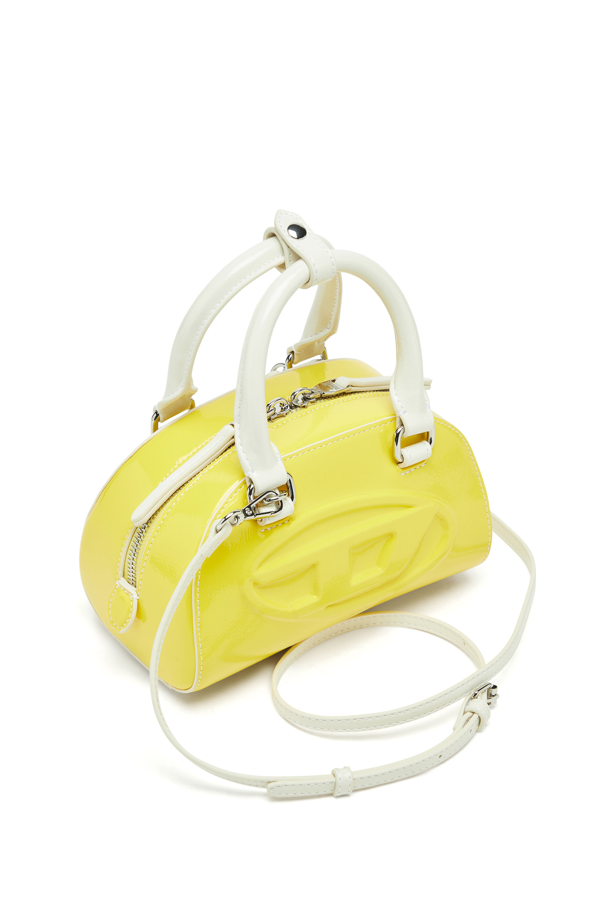 Diesel - 1DR DOME CROSSBODY, Woman's 1DR Dome-Mini bowling bag with naplak effect in Yellow - 5