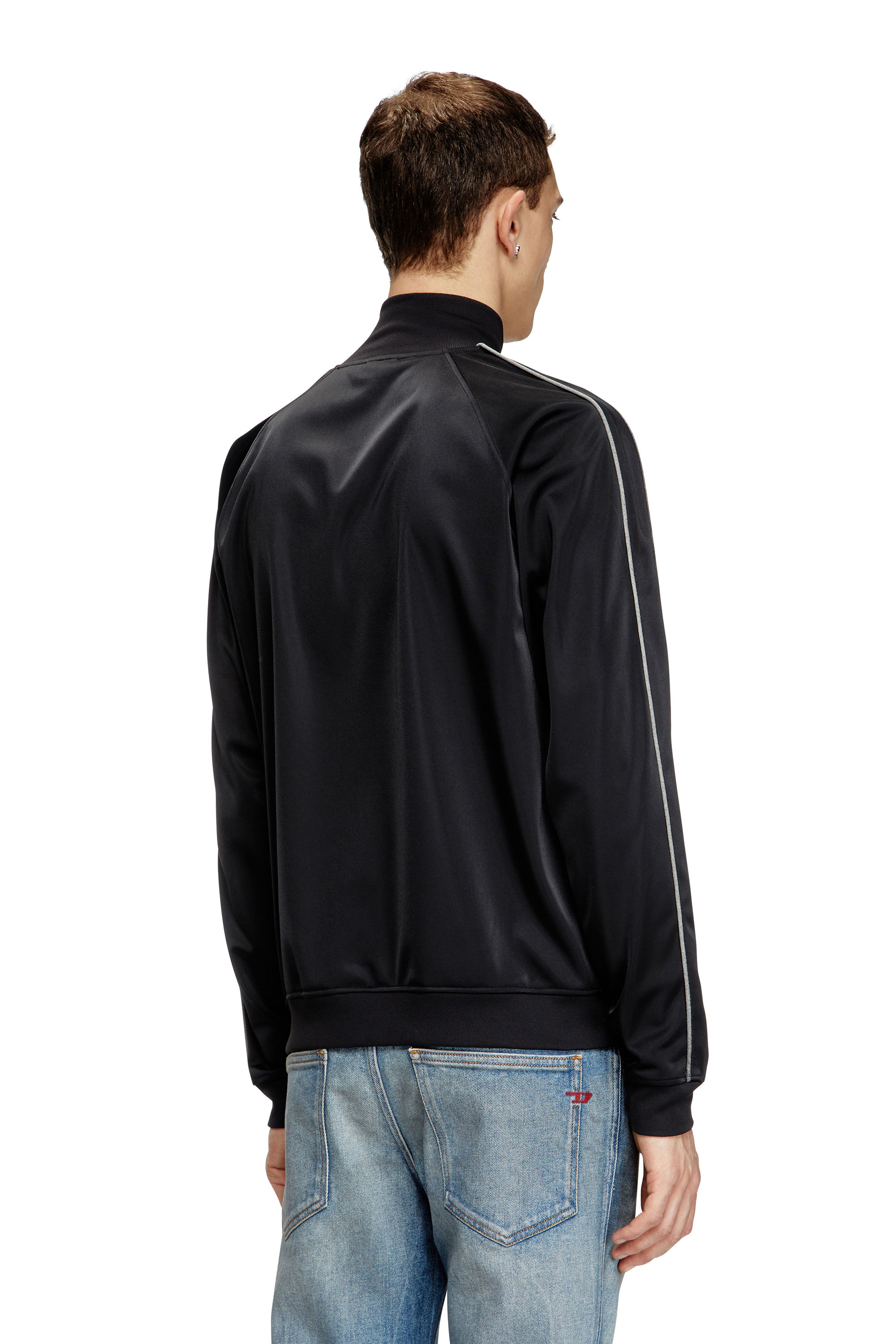 Diesel - S-RARMERO, Man's Track jacket with micro-logo embroidery in Black - 4