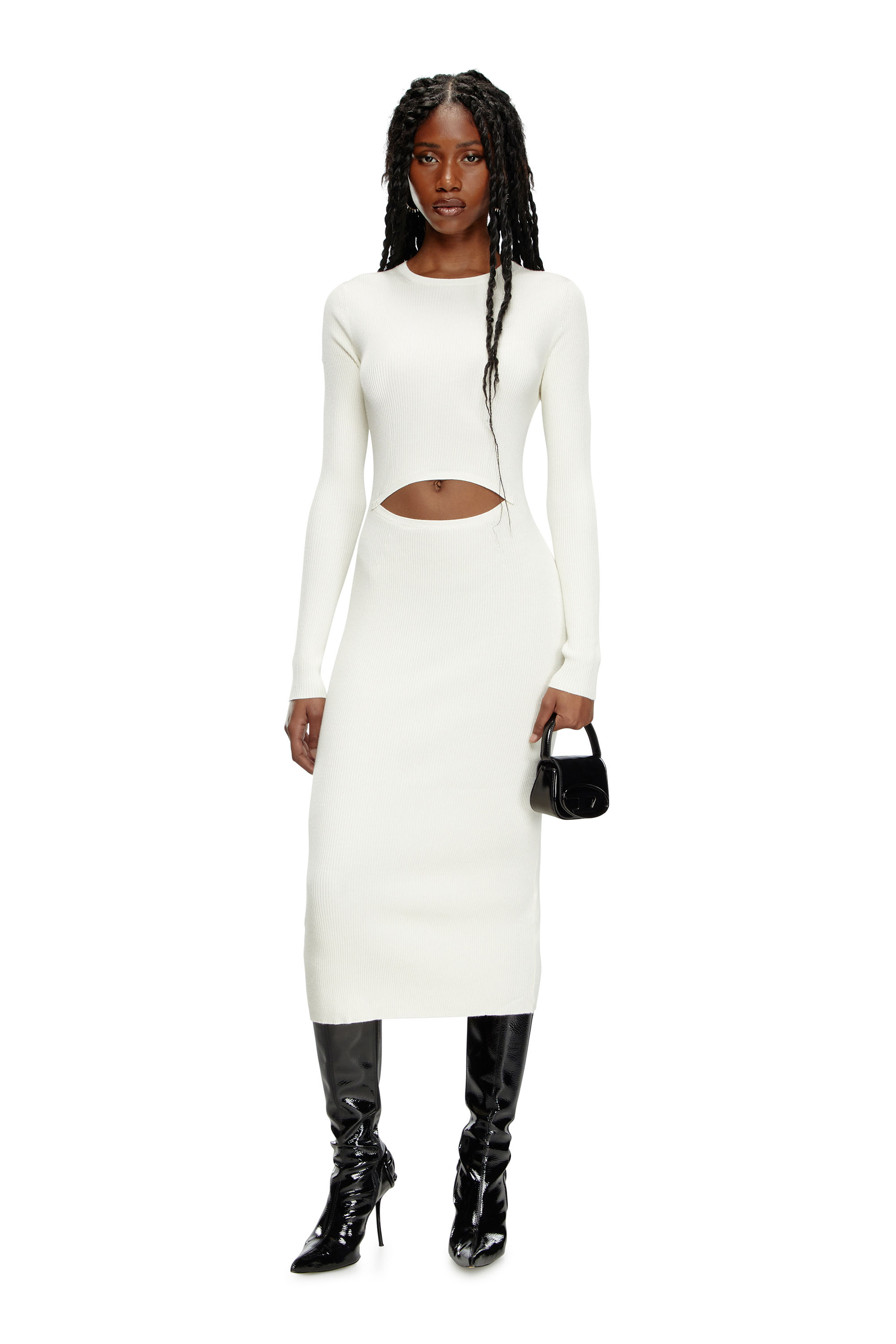 Diesel - M-PELAGOS, Woman Wool-blend dress with cut-out in White - Image 2