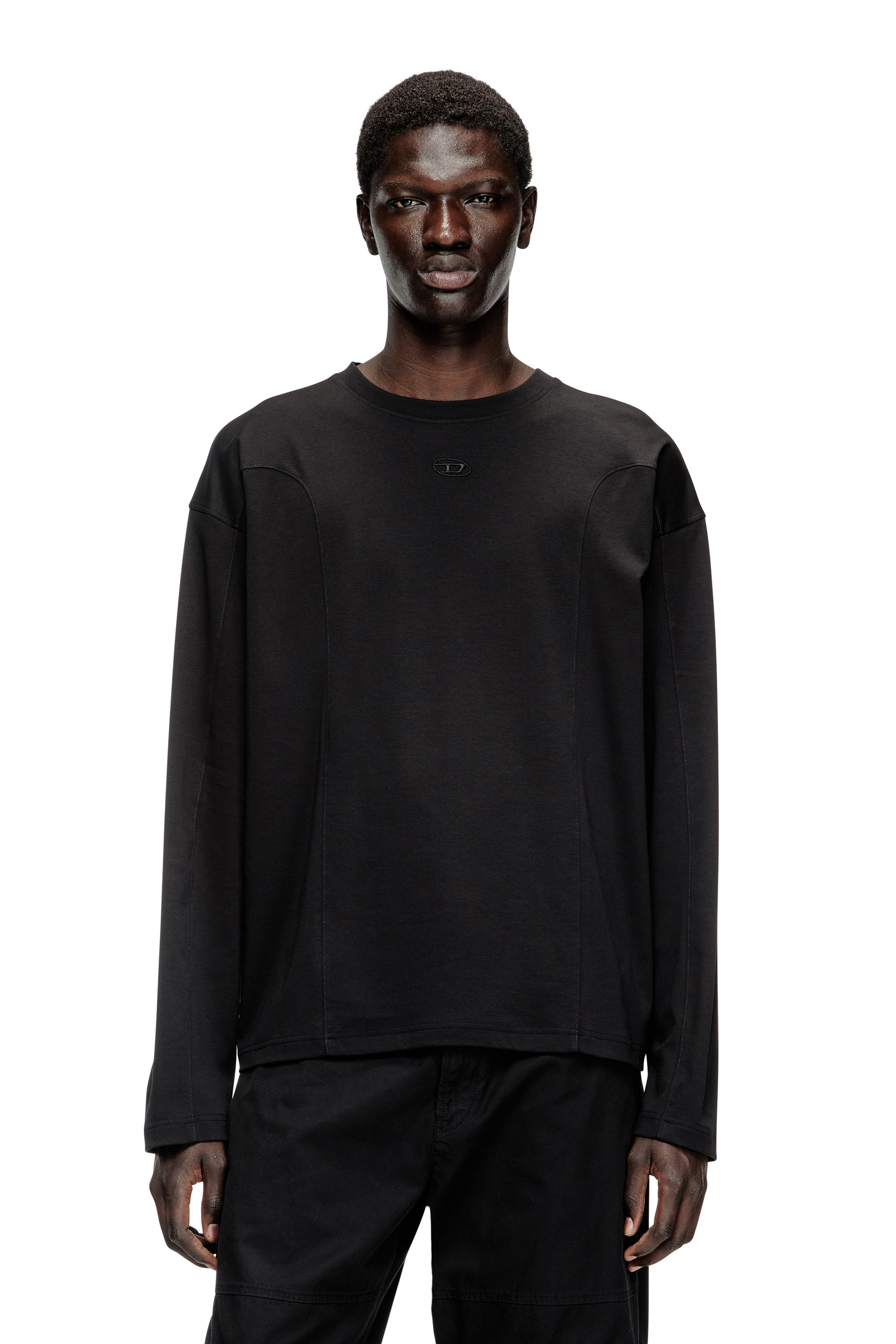 Diesel - T-BOXT-LS-INT, Man's Long-sleeve T-shirt with panels in Black - 3