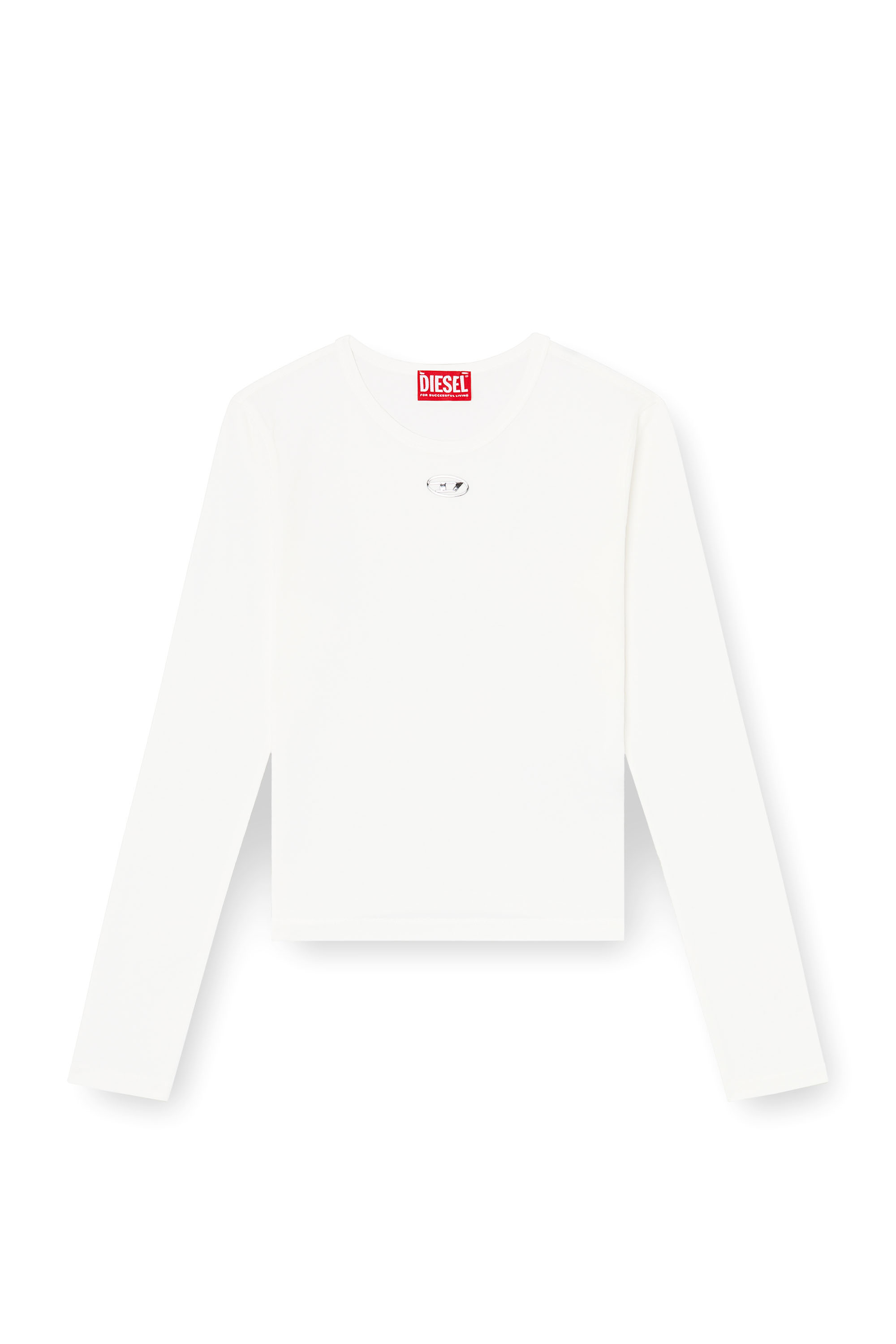 Diesel - T-UNCUTIESLONG-LS-OD, Woman's Cotton sweater with Oval D logo in White - 3