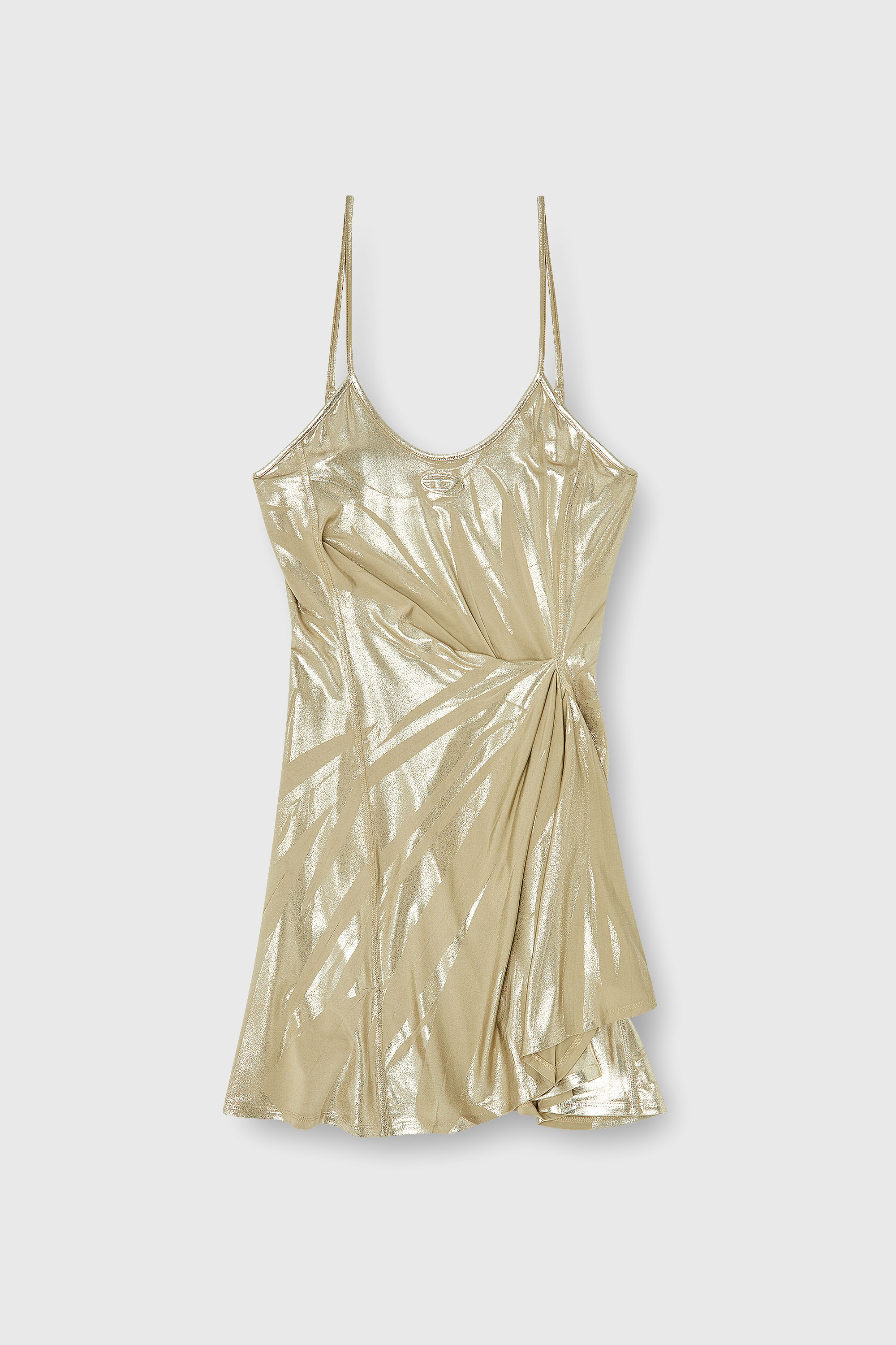 Diesel - D-INVY, Woman's Stretch jersey mini dress with metallic finish in Gold - 2